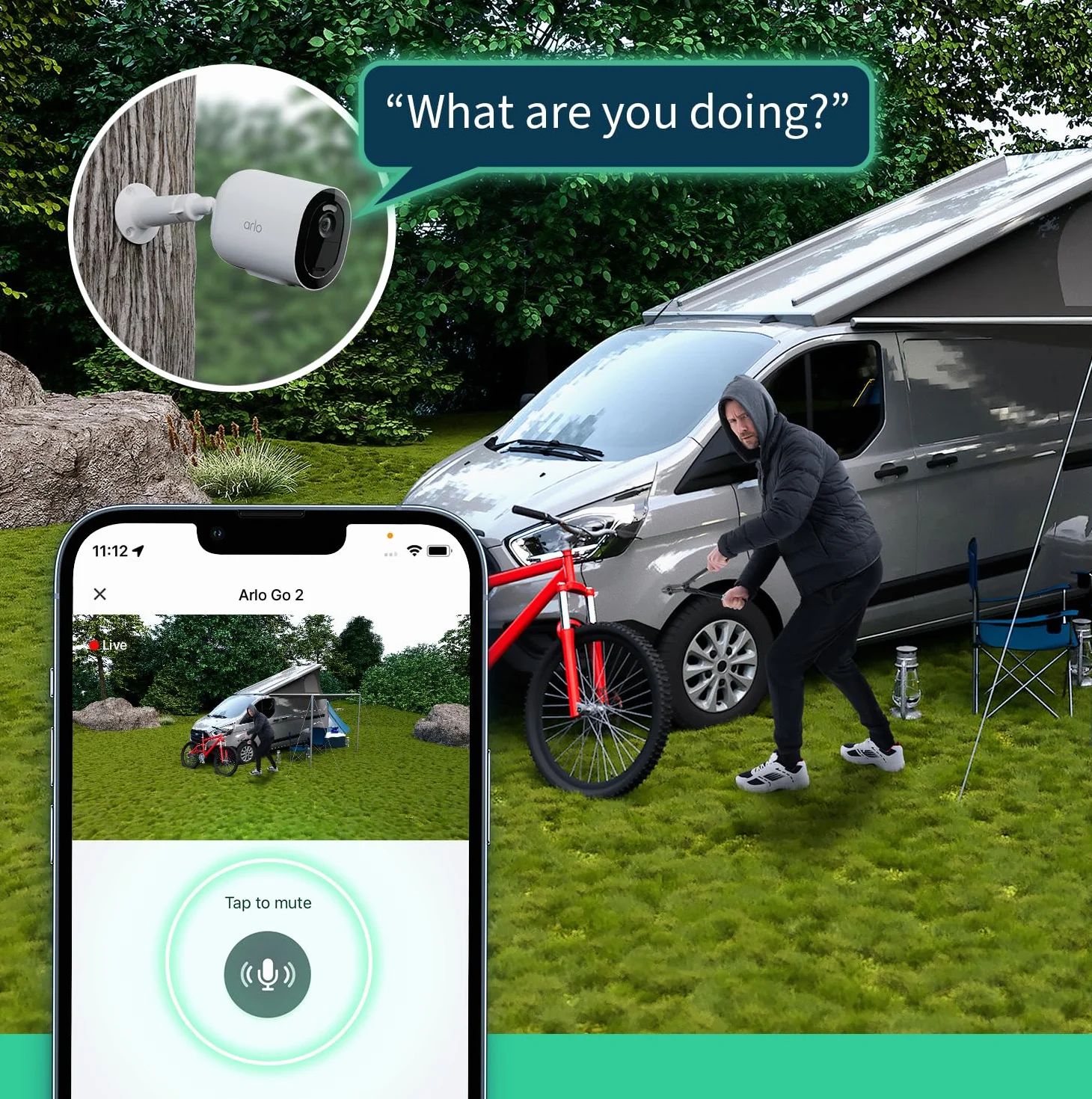 Arlo Go v2 kamera monitorująca bezprzewodowa HD LTE odporna na warunki pogodowe tryb nocny dwukierunkowe audio czujnik ruchu akumulator biała