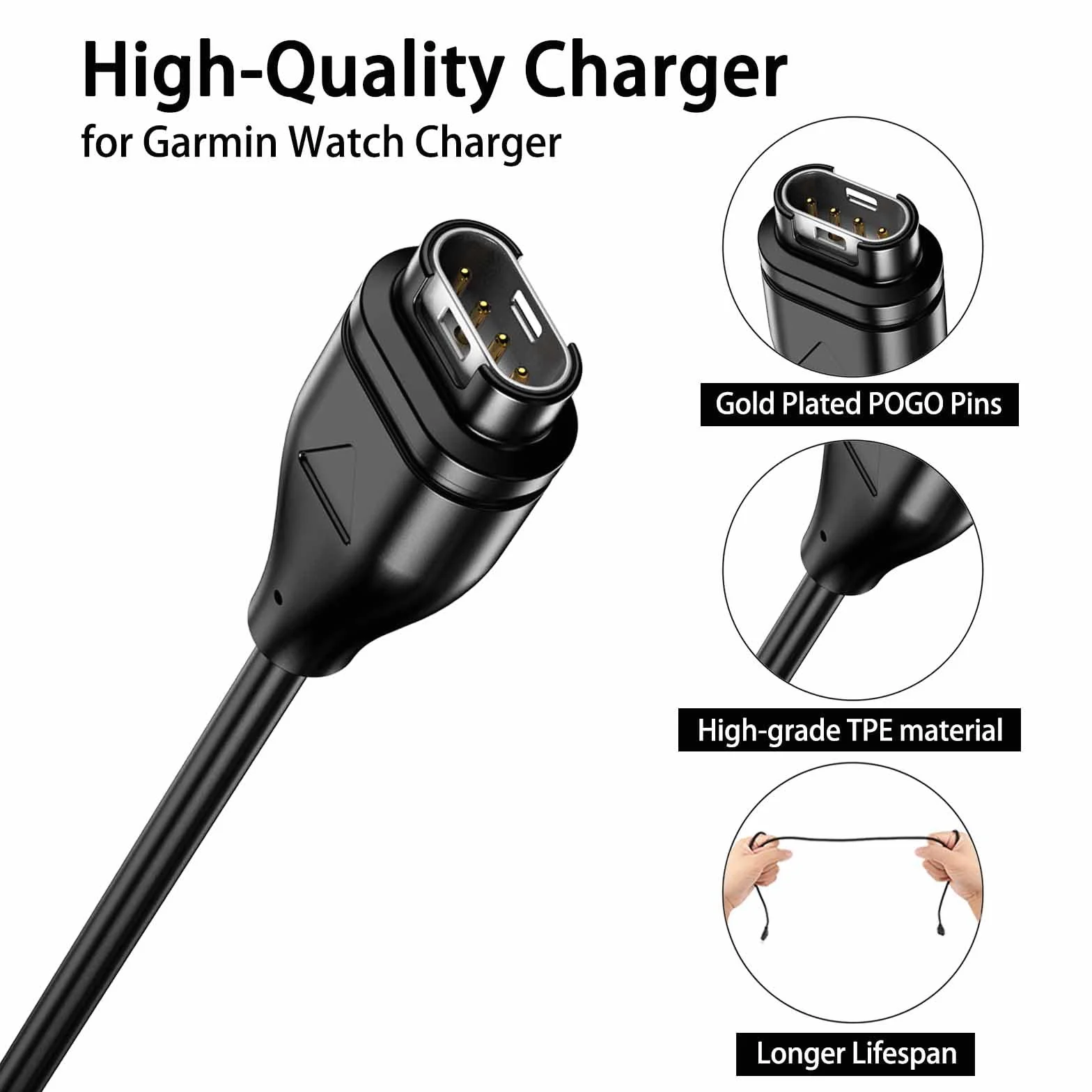 Kabel ładujący Garmin Venu/Venu 2 Plus/Venu Sq/Venu Sq 2 Music/Venu 3/3S, USB, 50cm