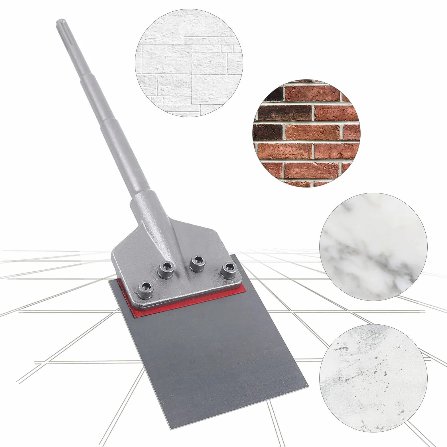 SDS-Max dłuto szpachlowe, dłuto do płytek, skrobak podłogowy, klej do dywanów, szerokie dłuto, szpachelka, podpora do dłut do młotowiertarki, 245 x 60 mm