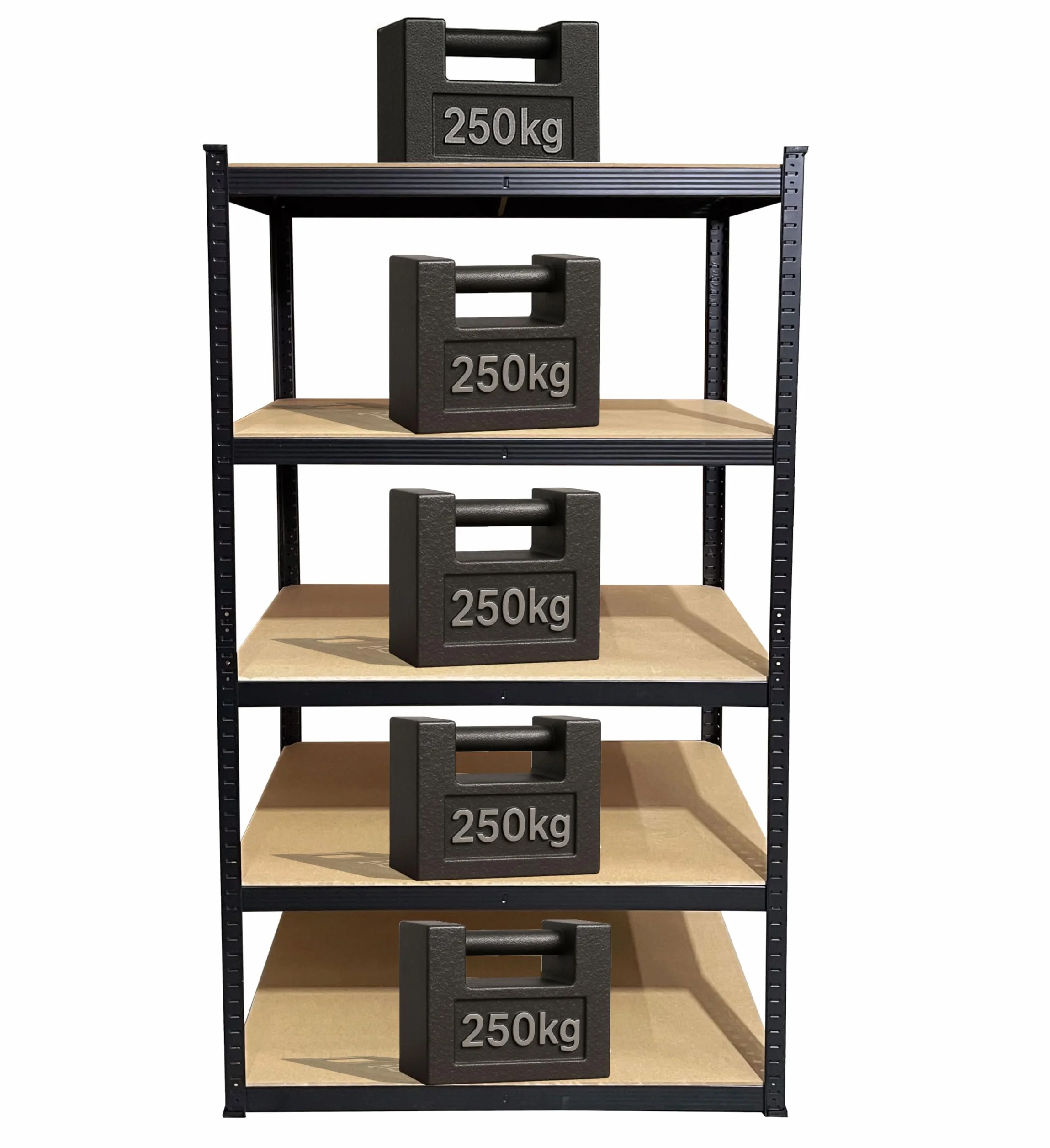QUICK STAR Rega? magazynowy do du?ych obci??e?, 90 x 45 x 180 cm, 5 pó?ek MDF, ud?wig 1250 kg, system wtykowy, czarny