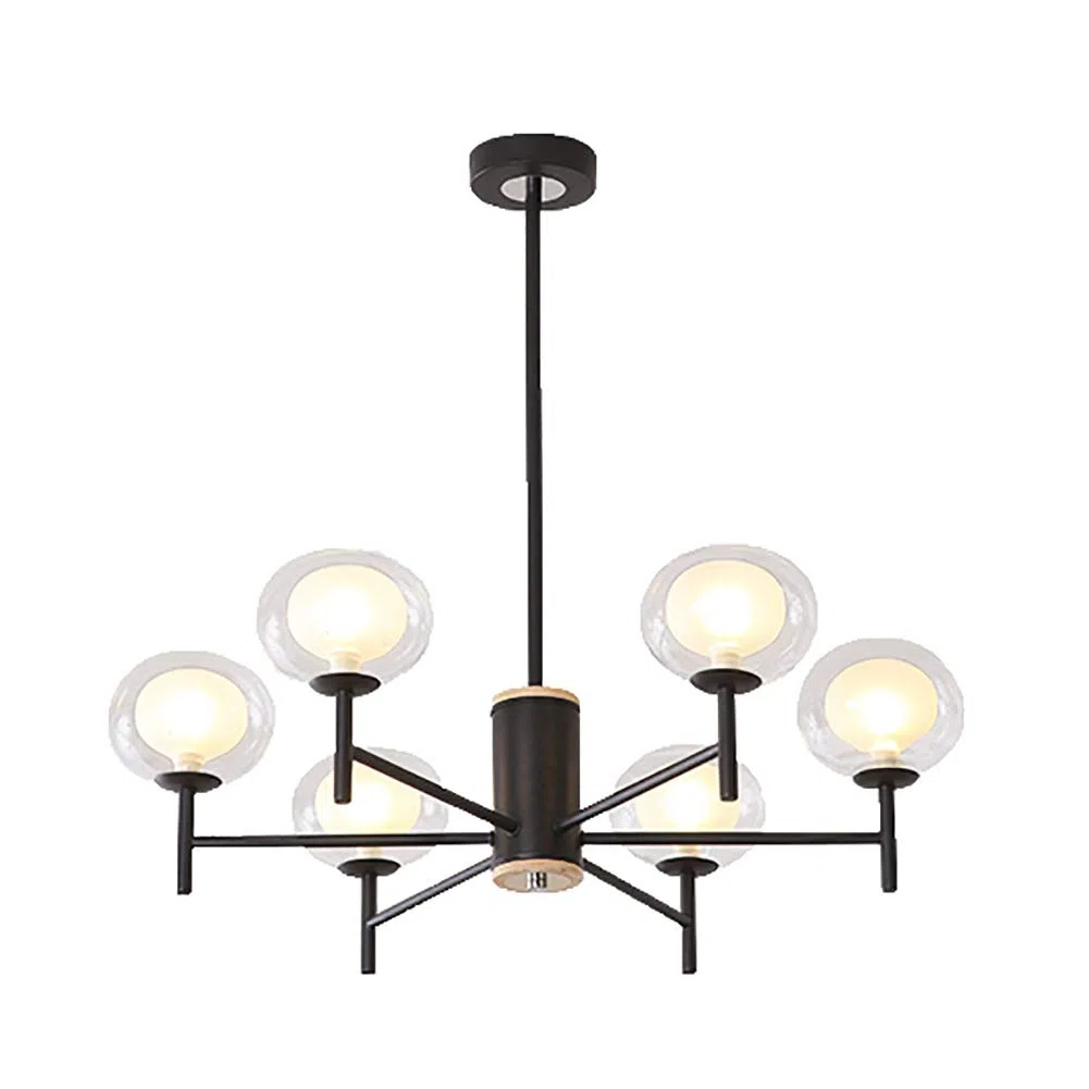 Kreatywny szklany żyrandol bąbelkowy, nowoczesny żyrandol Sputnik, regulowany żyrandol sufitowy, żyrandol wiszący w średnim wieku do jadalni i salonu - czarny. 6 TES