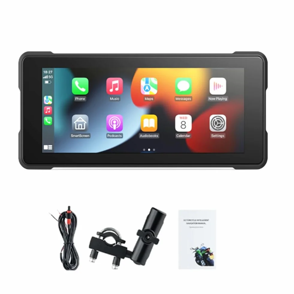 Motocykl 6,86-calowy przenośny ekran Bluetooth nawigacja GPS IP68 wodoodporny bezprzewodowy odtwarzacz Carplay Android Auto MP5