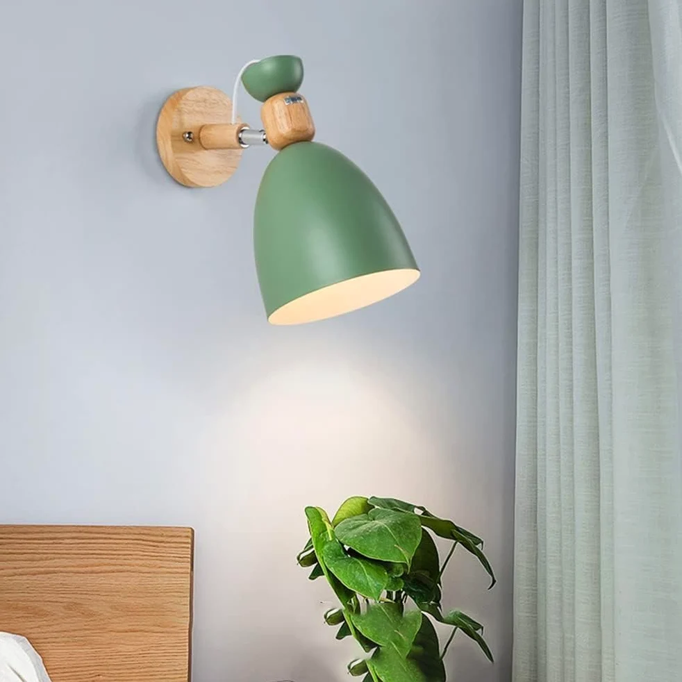 Kinkiet Dziecięcy Lampka Nocna Sypialnia Pokój Dziecięcy Kinkiety Wewnętrzne Kinkiety żelazne Drewniane Regulowane Oświetlenie ścienne Do Kuchni Oświetlenie Sufitowe Dek, Green
