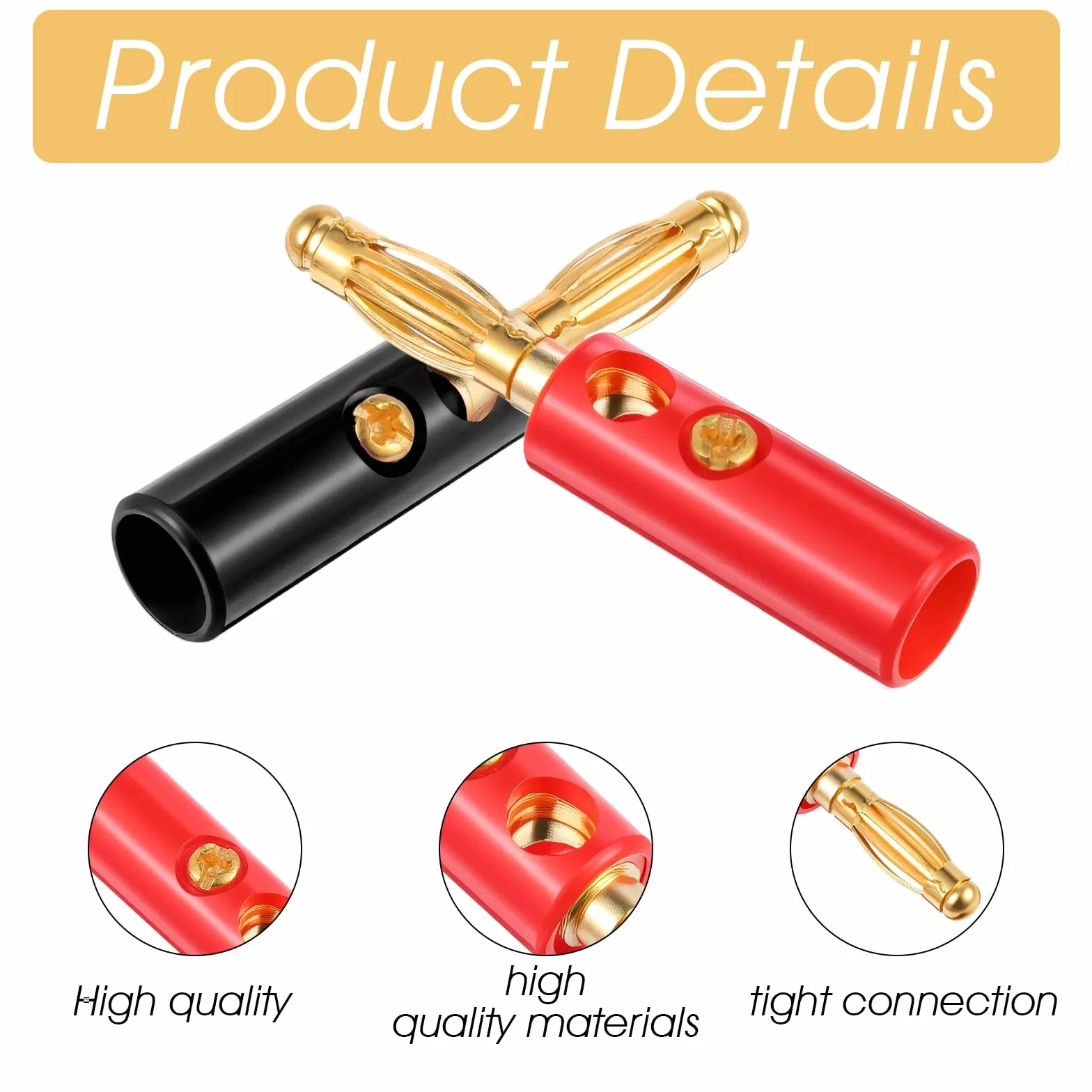 Wtyki bananowe 4 mm 20 sztuk do głośników kabli HiFi stereo