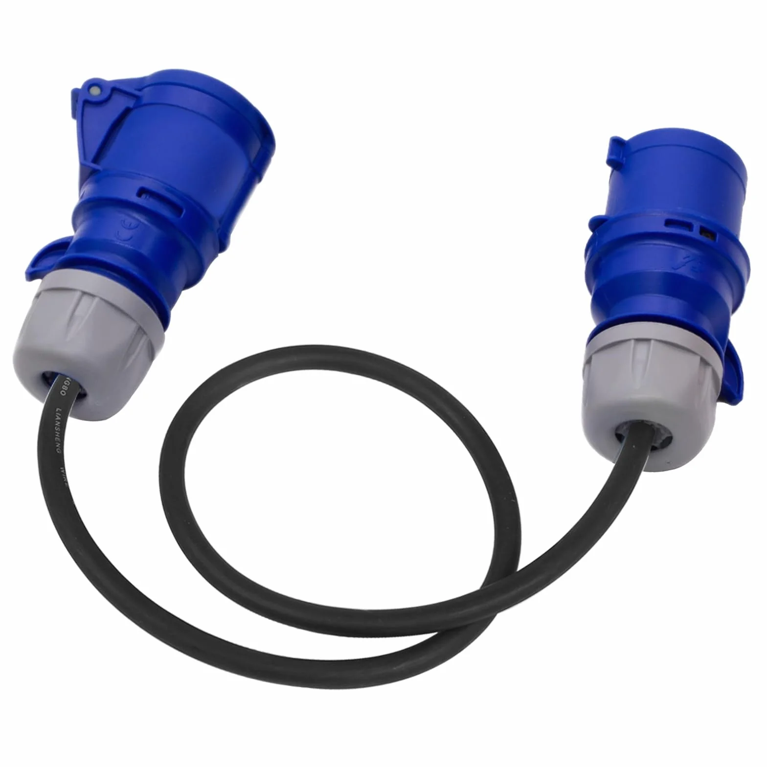 Adapter CEE 32 A na 16 A 3P, wtyczka 3G2.5 3P 32 A na 16 A niebieskie gniazdo CEE. 3x2.5mm2 konwerter przyłączeniowy kabel 230 V IP44, CEE adapter prądu (1 m)