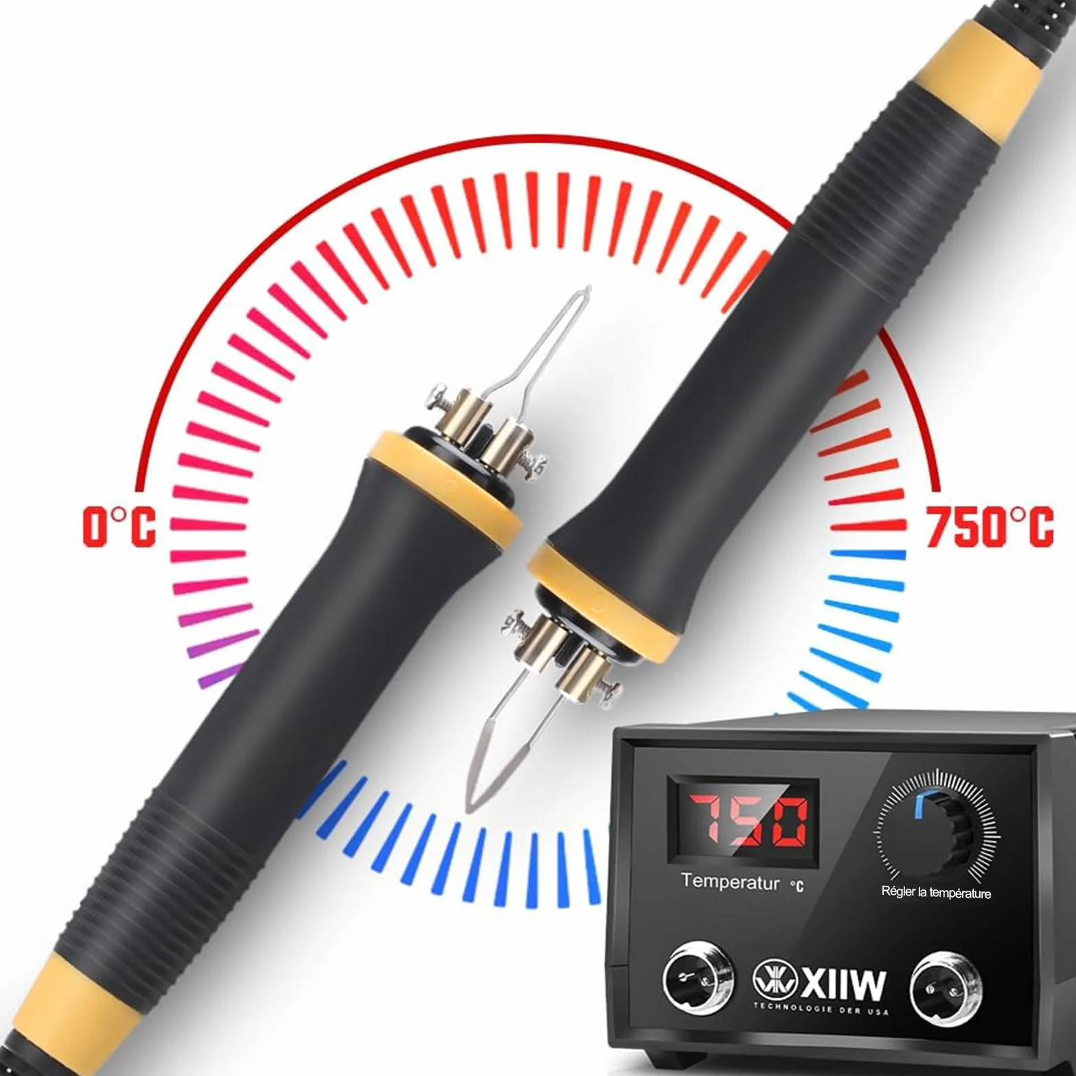 Urządzenie do pirografii 100W 220V z 33 końcówkami, regulowaną temperaturą 0-750°C