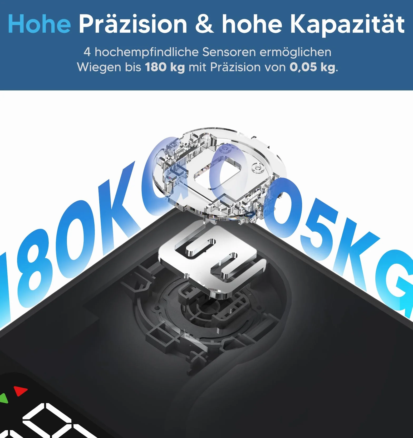 GE Cyfrowa waga do tkanki tłuszczowej z dużym wyświetlaczem, inteligentna waga z tkanką tłuszczową i masą mięśniową z aplikacją, 14 wymiarów ciała, BMI Bluetooth, waga osobowa do 180 kg