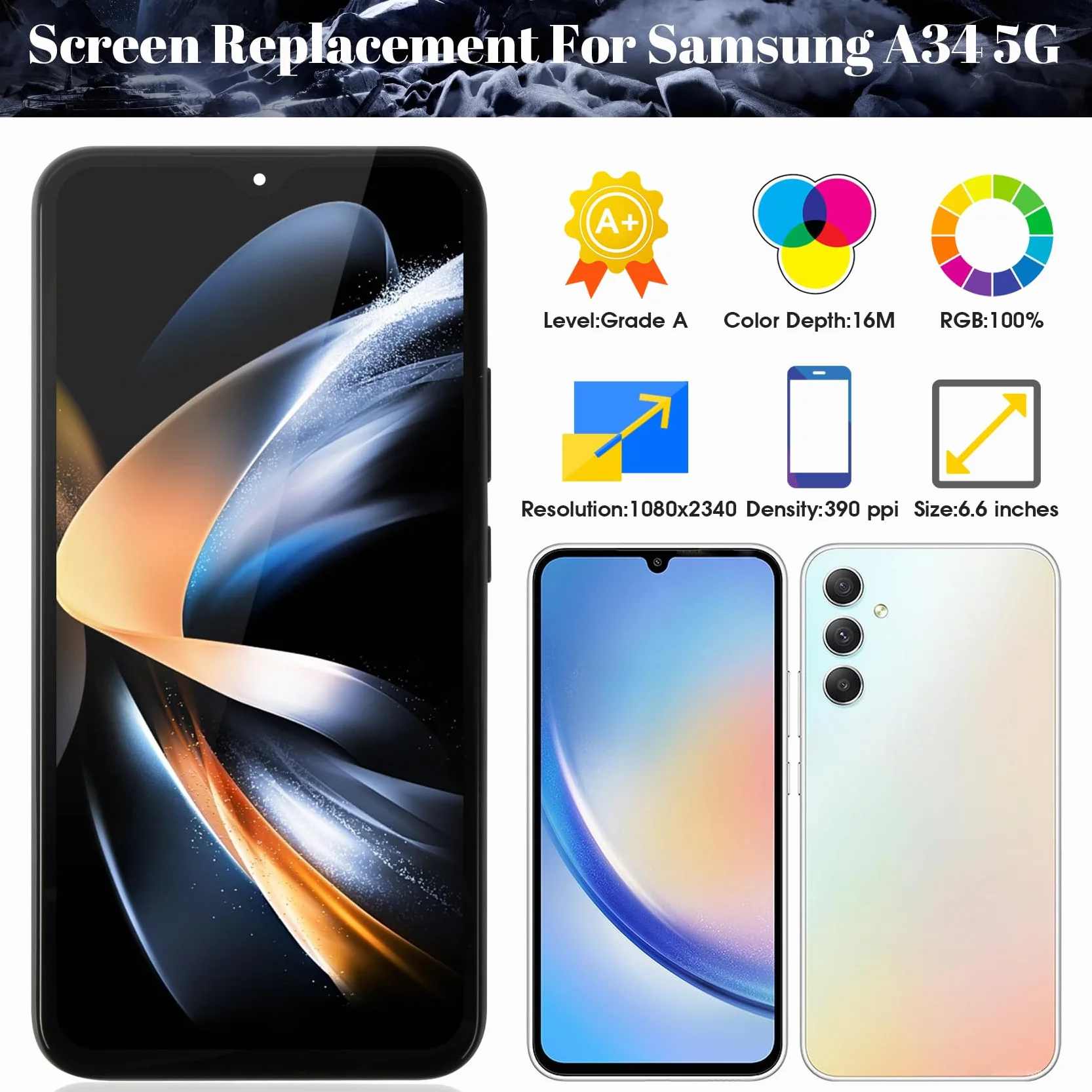 Wyświetlacz LCD do Samsung Galaxy A34 5G A346 czarny z ramką