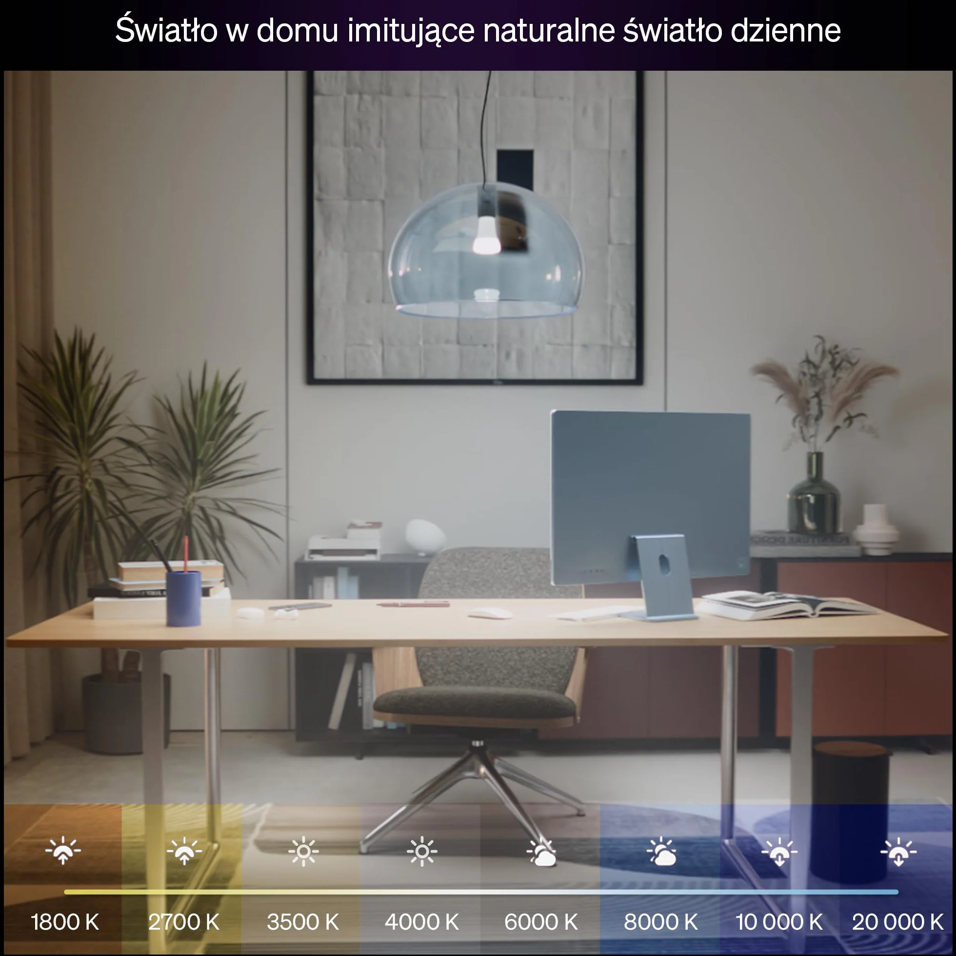 Żarówka Philips Hue Smart LED A60, White and Color Ambiance, trzonek E27, 8,1 W, pełne spektrum światła 1000K–20000K, 1100 lumenów, przyciem, działa z Alexa, Google Assistant i Apple Home, op. 1 szt.