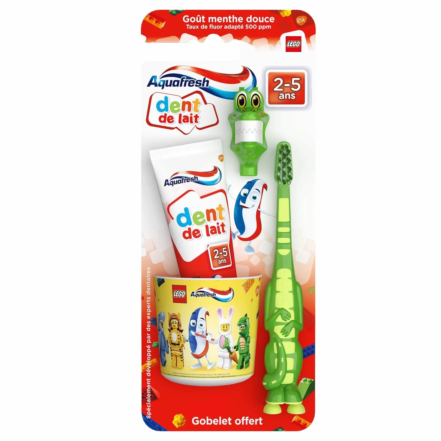 Aquafresh Zestaw zębów mlecznych, dla dzieci w wieku 3-5 lat, do ochrony zębów mlecznych, smak słodkiej mięty, model losowy
