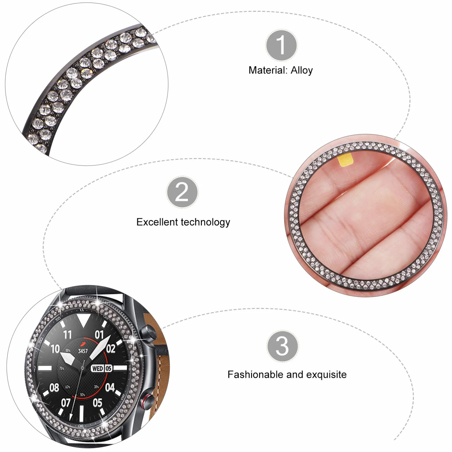 iplusmile 1 Zestaw Pierścieni Zegarka z Diamentową Ramką Kompatybilny z Watch Dekoracyjny Akcesorium