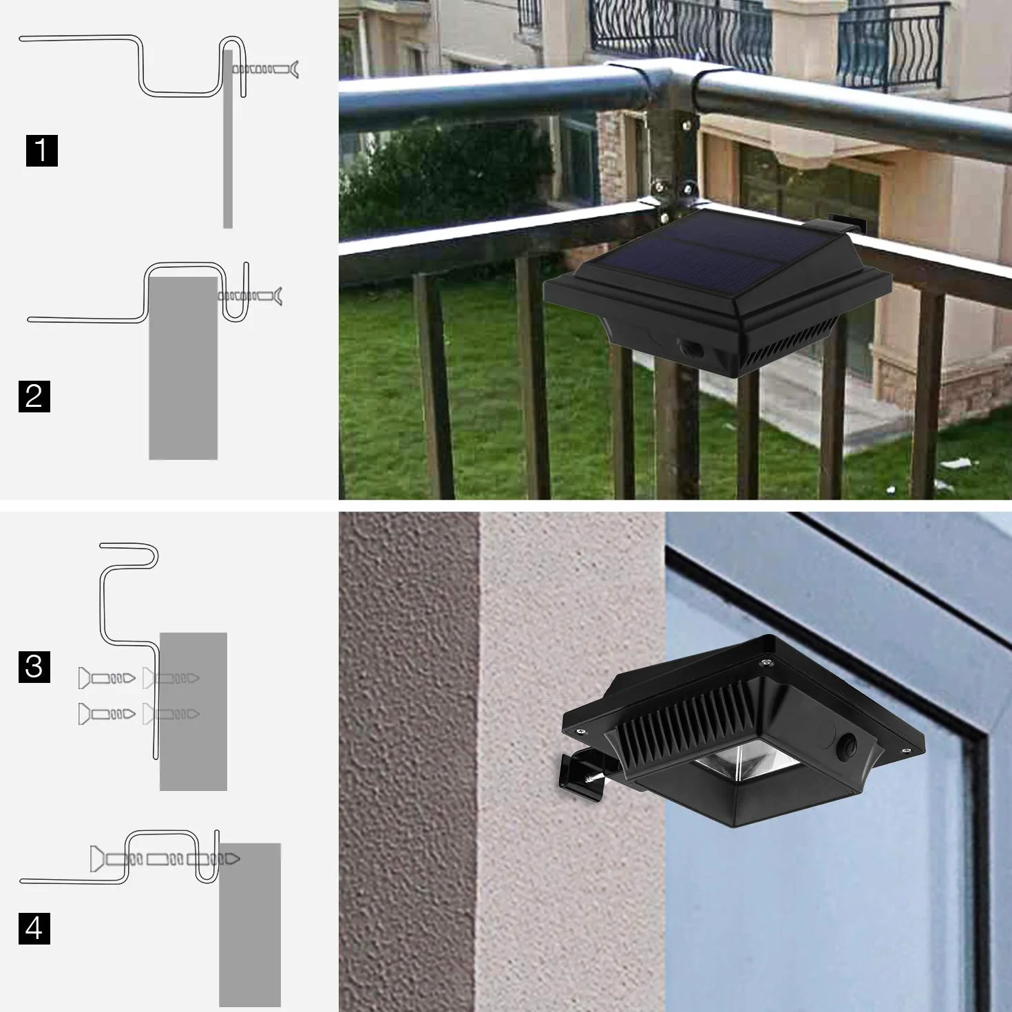 Solarna Lampa LED do Rynny Dachowej, do Użytku na Zewnątrz, 25 Diod LED, Automatyczne Włączanie/Wyłączanie, Czarna, Ciepłe Białe Światło (Zestaw 6 Szt.)
