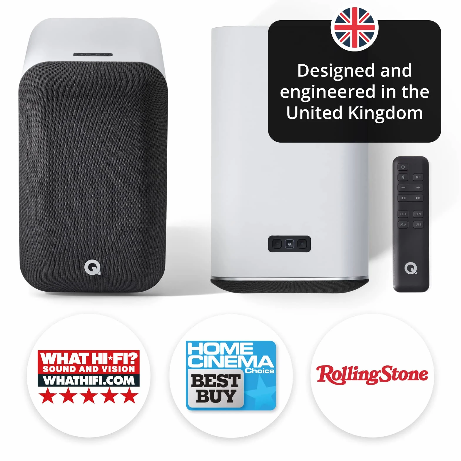 Q Acoustics M20 HD Bluetooth głośniki bezprzewodowe system muzyczny biały 2.3 cm 12.4 cm 55 Hz–22 kHz