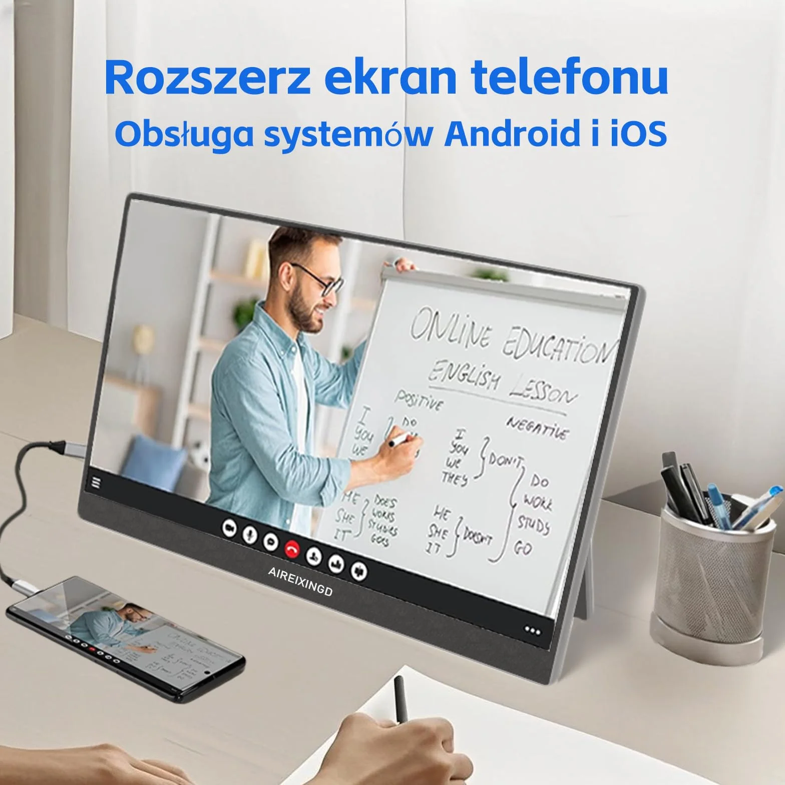 Przenośny Monitor 15.6" 144Hz 1ms 1920x1080 FHD IPS HDR Gamingowy USB C HDMI VESA