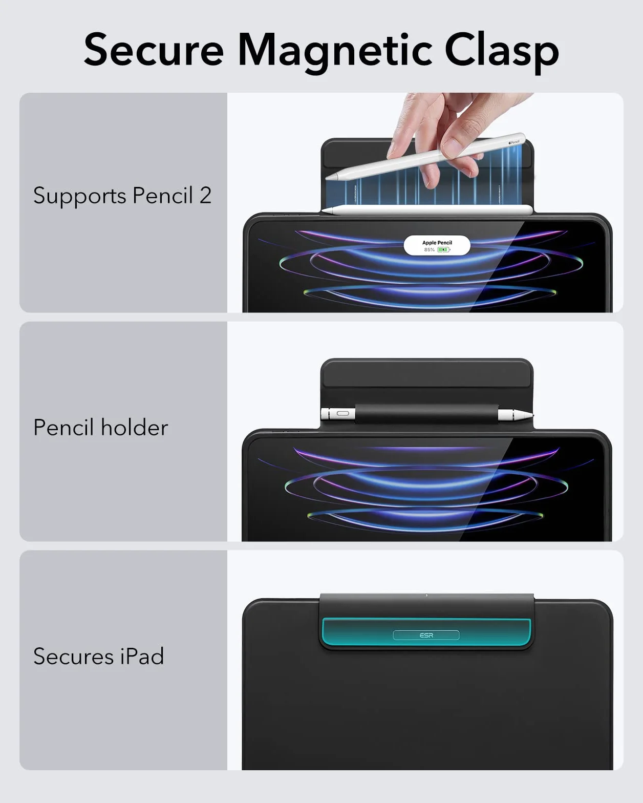 ESR Ascend etui na klawiaturę Lite, iPad klawiatura etui kompatybilne z iPad Pro 11/Air 5/4, magnetyczne zdejmowane etui, regulowany tryb pionowy/poziomy, łatwe do przenoszenia, sprężyste przyciski