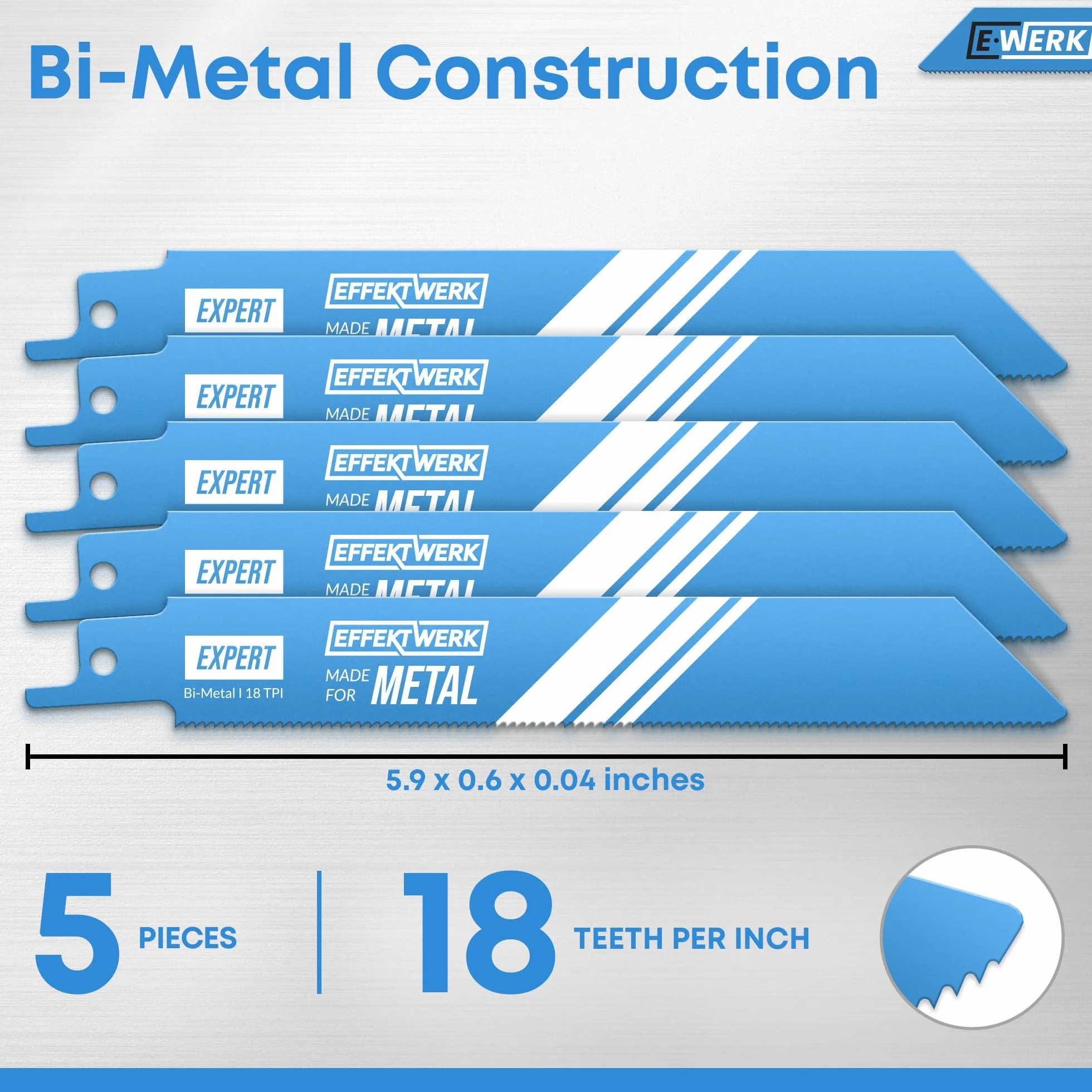 brzeszczoty do pił szablastych do metalu (5 sztuk), zestaw brzeszczotów do pił szablastych do cięcia metalu, bimetaliczne brzeszczoty do pił szablastych ze stali W/ 18 TPI (zęby na cal)