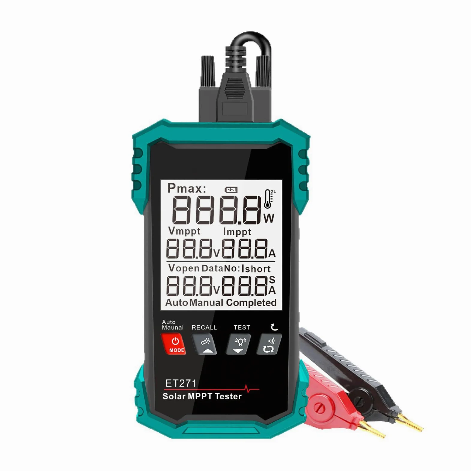 Tester paneli słonecznych, pomiar mocy 1600 W, narzędzie do analizy MPPT z funkcją przechowywania danych, wielofunkcyjny tester paneli słonecznych, multimetr fotowoltaiczny