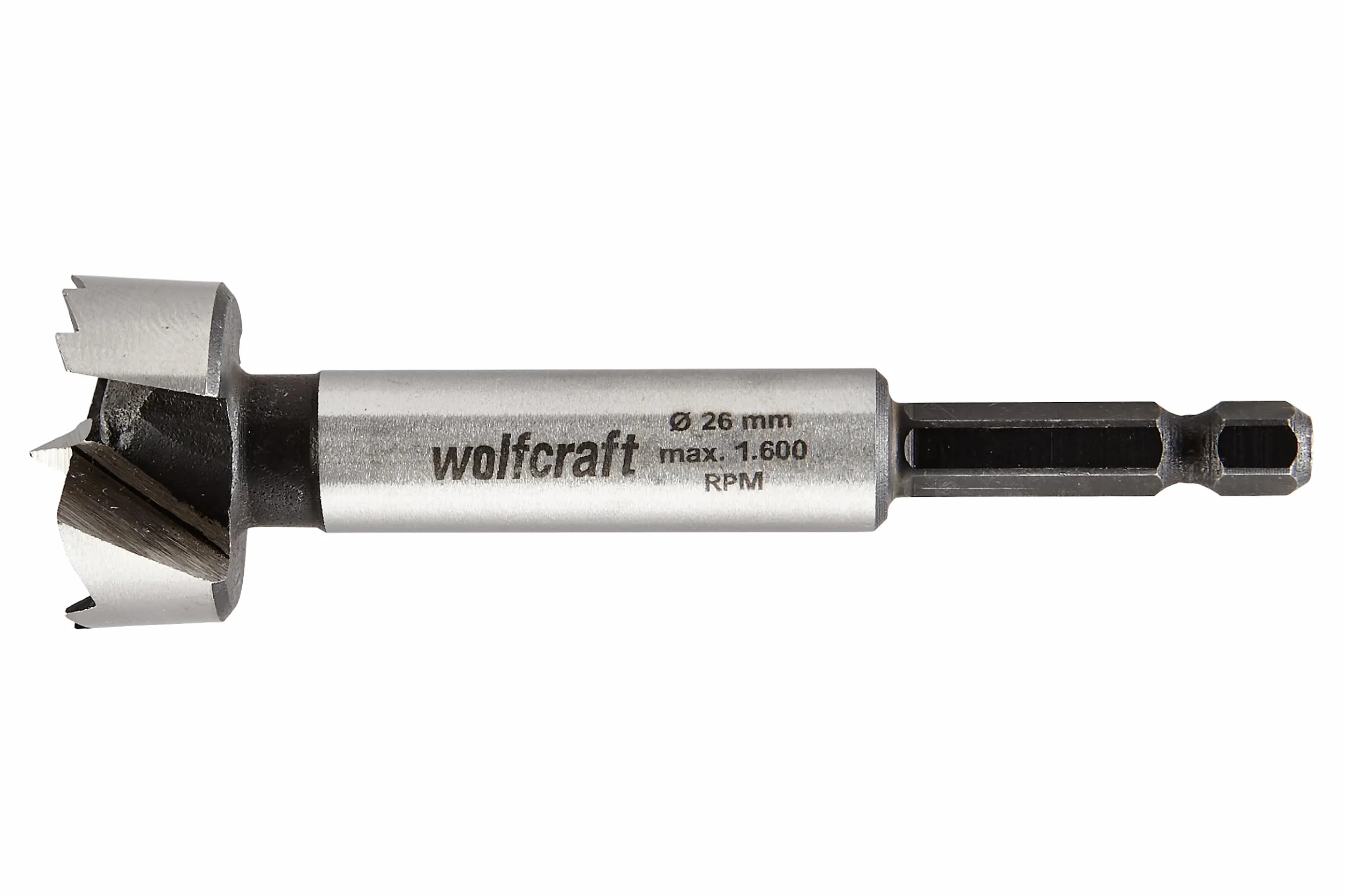 wolfcraft Wiertło Forstnera, trzpień sześciokątny, Ø 26 mm I 3309000 I Do wiercenia w drewnie, z ograniczeniem głębokości i bez