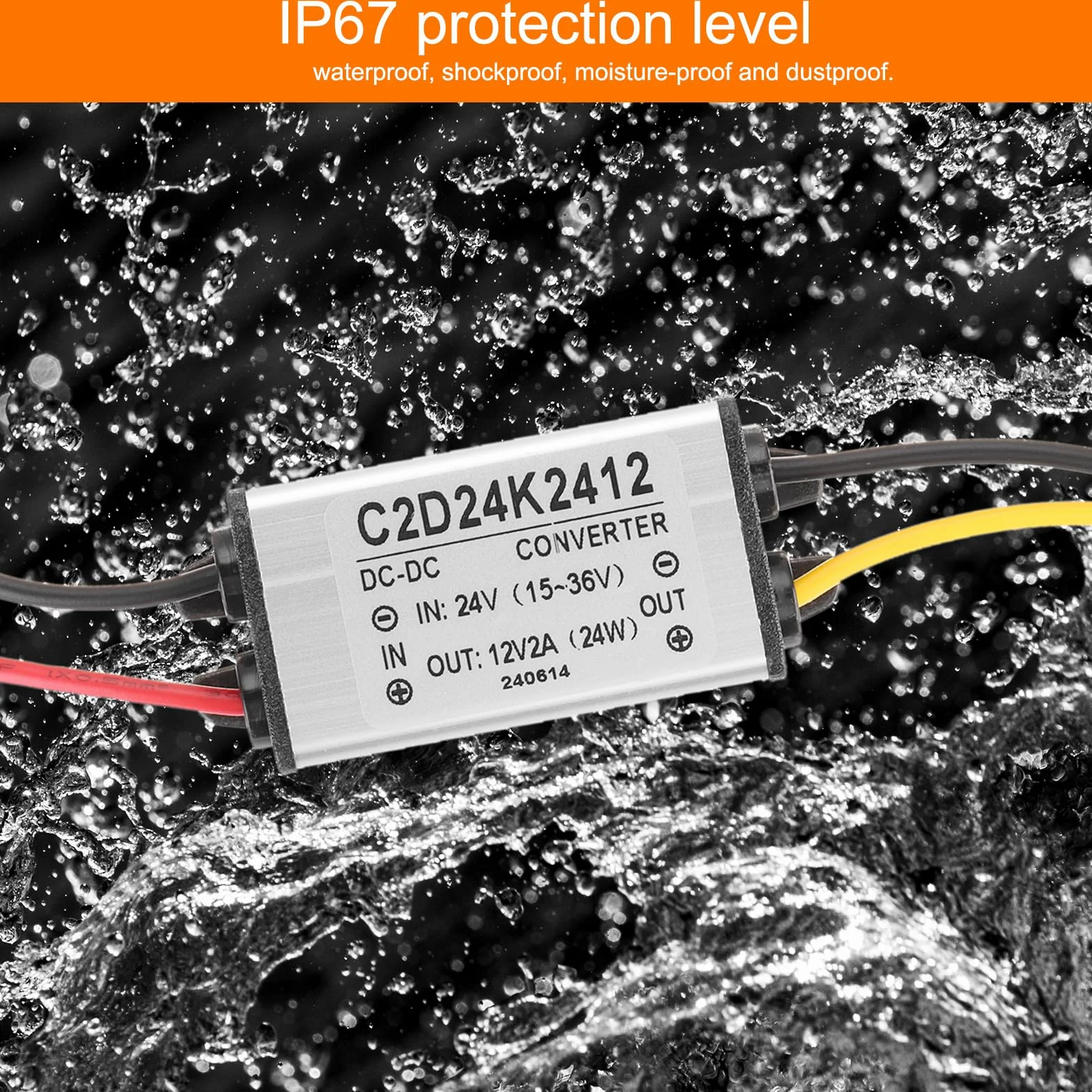 QUARKZMAN Konwerter mocy Dc 24V na DC 12 V 2A 24 W konwerter obniżania napięcia reduktor napięcia, wodoodporny transformator Ip68, moduł zasilający, adapter do samochodu
