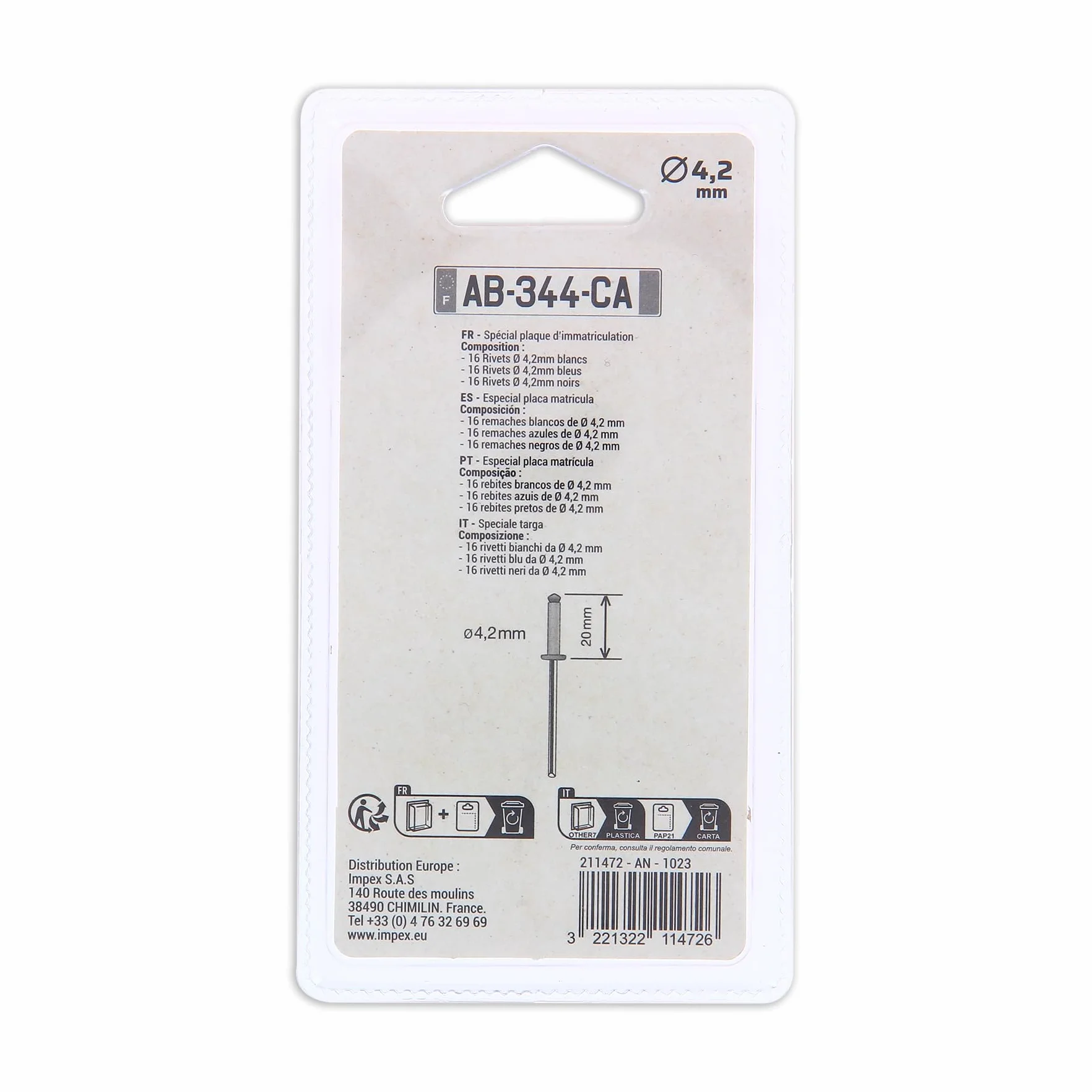 PRECISION-STEEL 48 Nity aluminiowe ø4,2mm. Asortyment biało-czarny-niebieski
