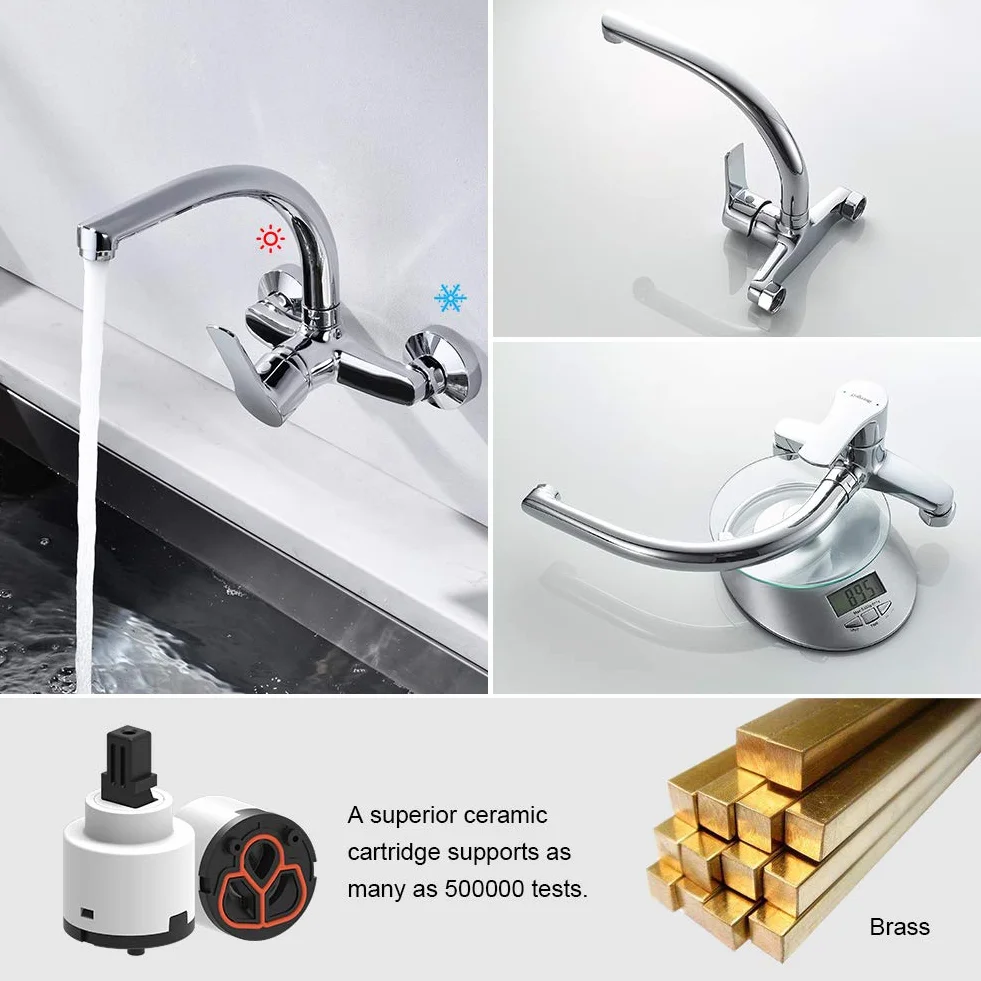 Ibergrif M16357 Star, Wall Kitchen Faucet, Kran do zlewu Monomando, Chrome, Silver