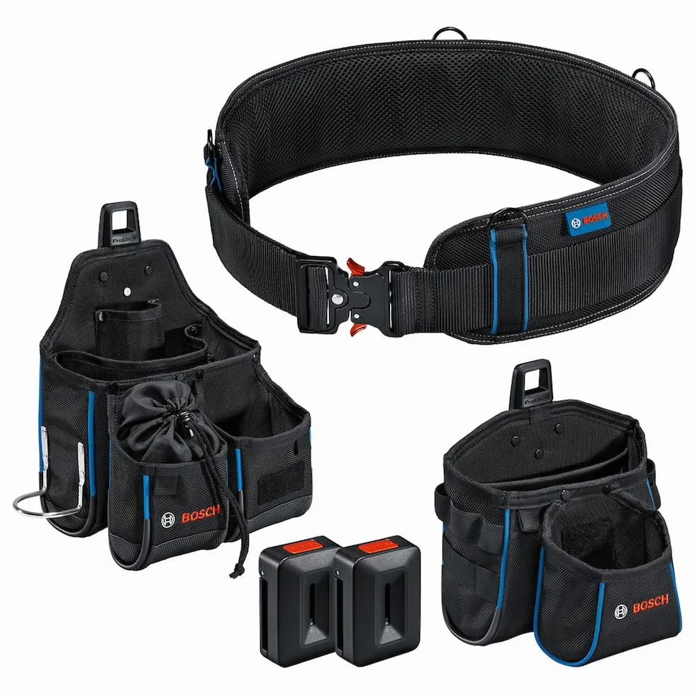 Bosch Professional: zestaw z pasem narzędziowym ProClick (1 pas 108 (rozmiar L/XL), 1 kieszeń GWT 4, 1 kieszeń GWT 2, 2 uchwyty ProClick)