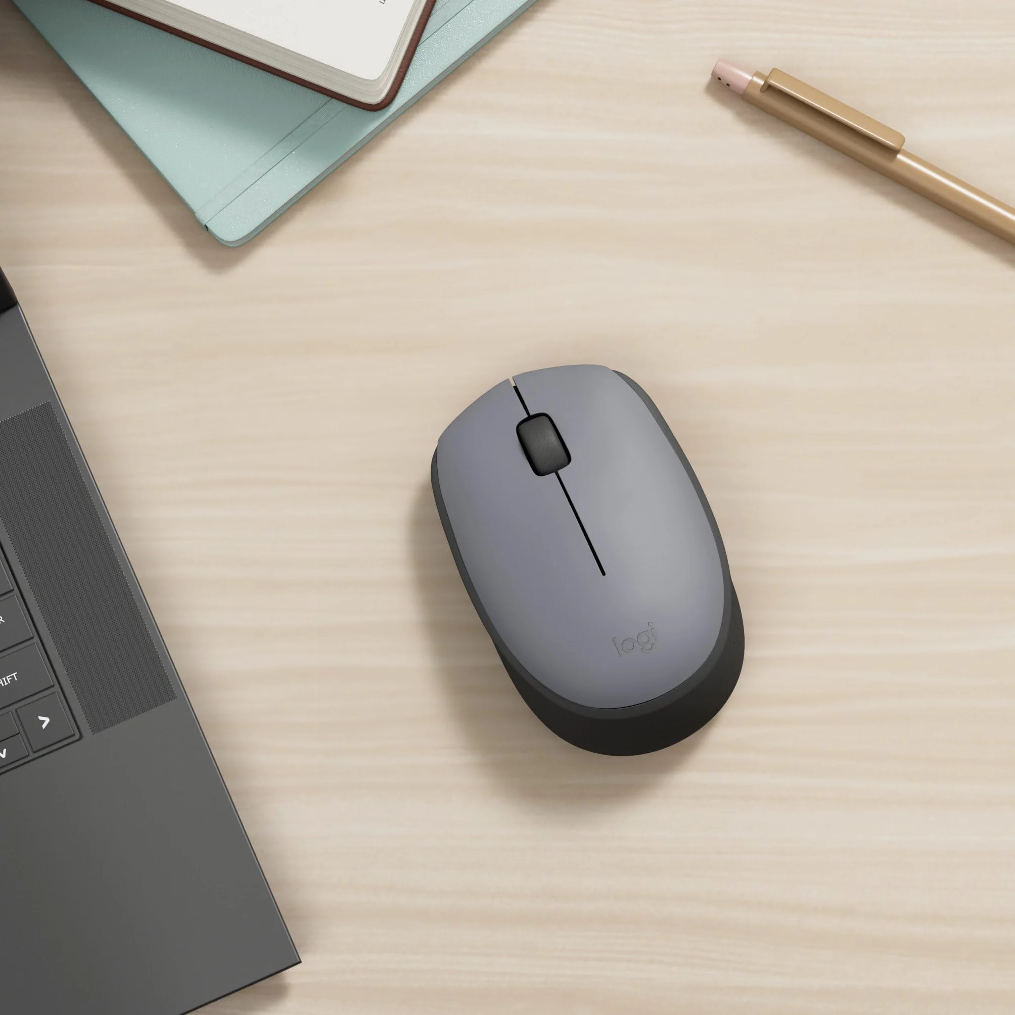 Logitech M170 Mysz bezprzewodowa, 2,4 GHz z nanoodbiornikiem USB, optyczne śledzenie ruchów, 12-miesięczna żywotność baterii, oburęczna, PC / Mac / Laptop - Szary