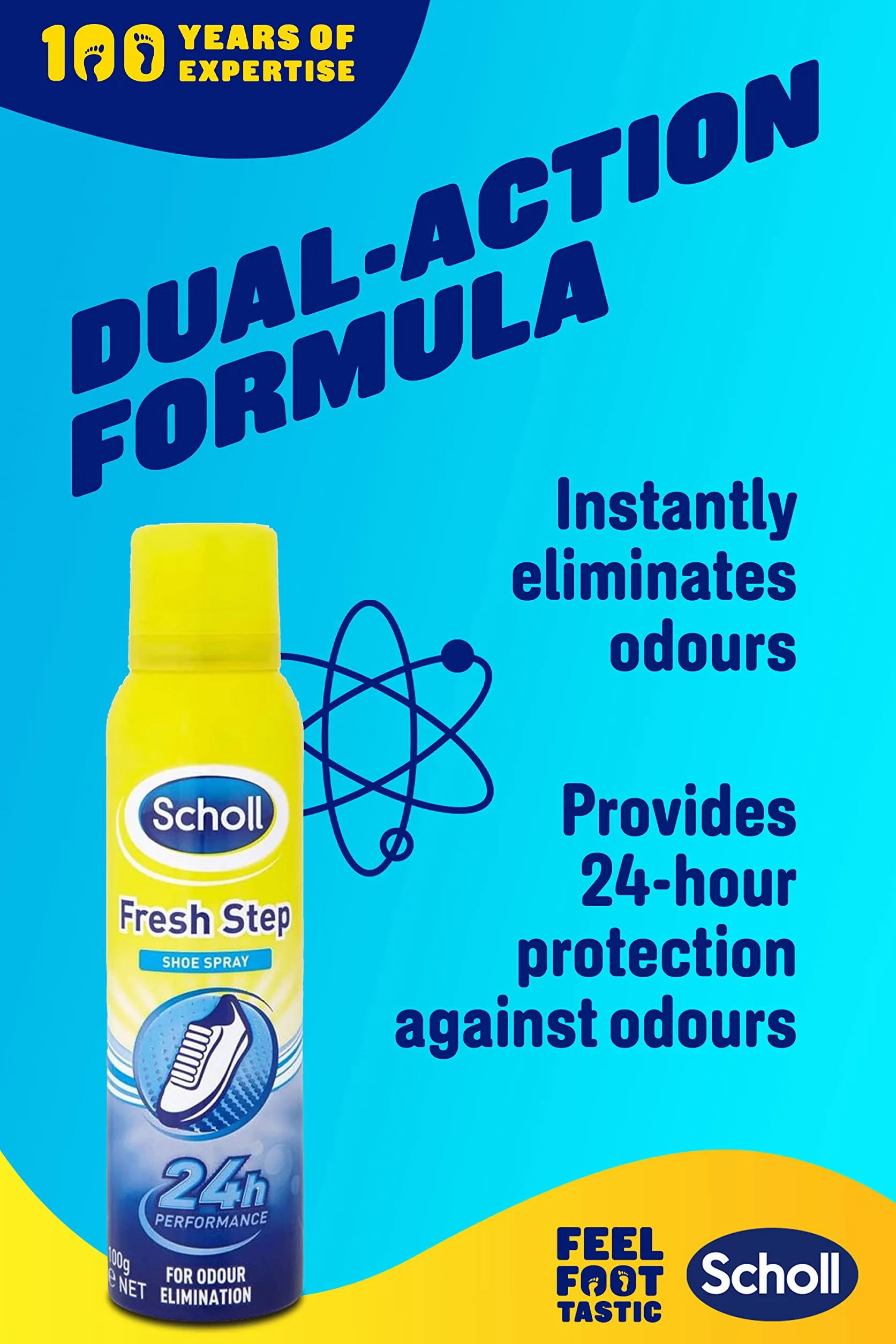Scholl Fresh Step Spray do butów, 150 ml, bezzapachowy spray do butów, świeżość do 24 godzin, 4 sztuki