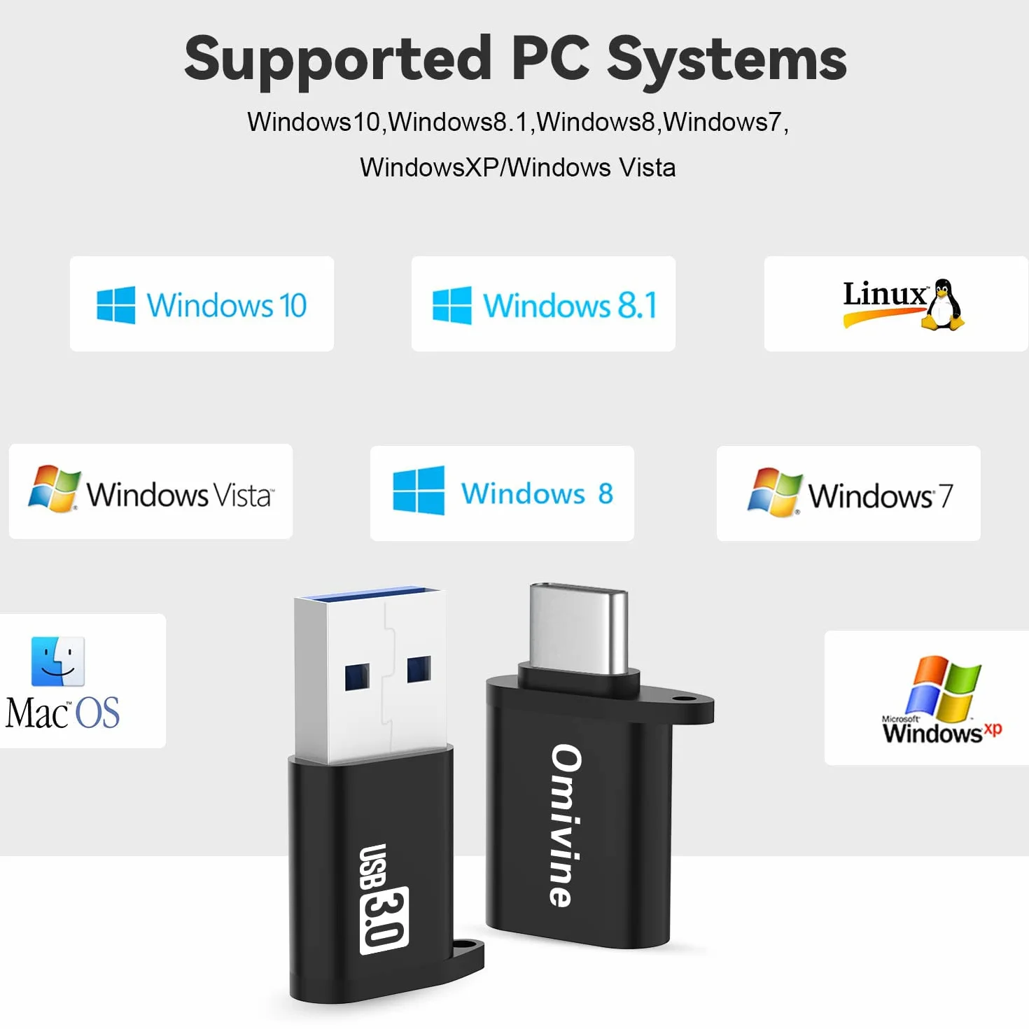 Omivine 2-pak adapter USB-C na USB 3.0 i adapter USB na typ C, 5 Gbit/s USB 3.0 OTG adapter z paskiem do noszenia, konwerter ładowarki do smartfona/laptopa/samochodu/powerbanku/koncentratora/słuchawek/mikrofonu