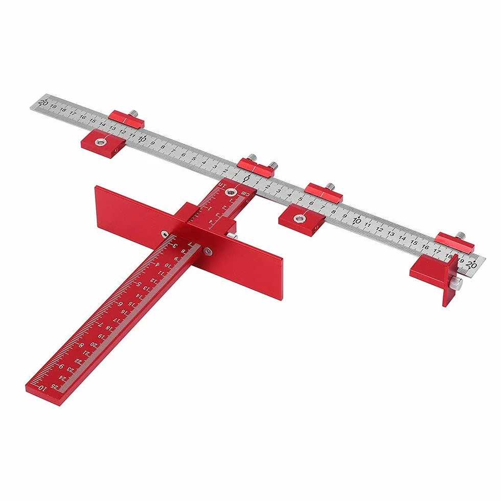 VIDOO Czerwony Szablon do Uchwytów Meblowych Stop Aluminium Metryczny/Calowy Prowadnica 5mm Lokalizator