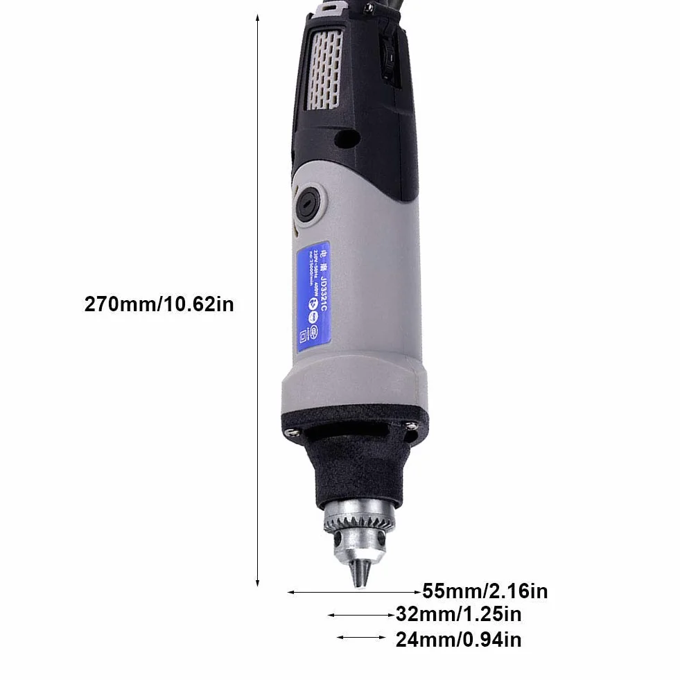 BuyWeek Szlifierka prosta, 400 W, elektryczna szlifierka obrotowa, 6 pozycji, elektryczna szlifierka prosta o zmiennej prędkości, szlifierka wiertarska 220 V, wtyczka EU