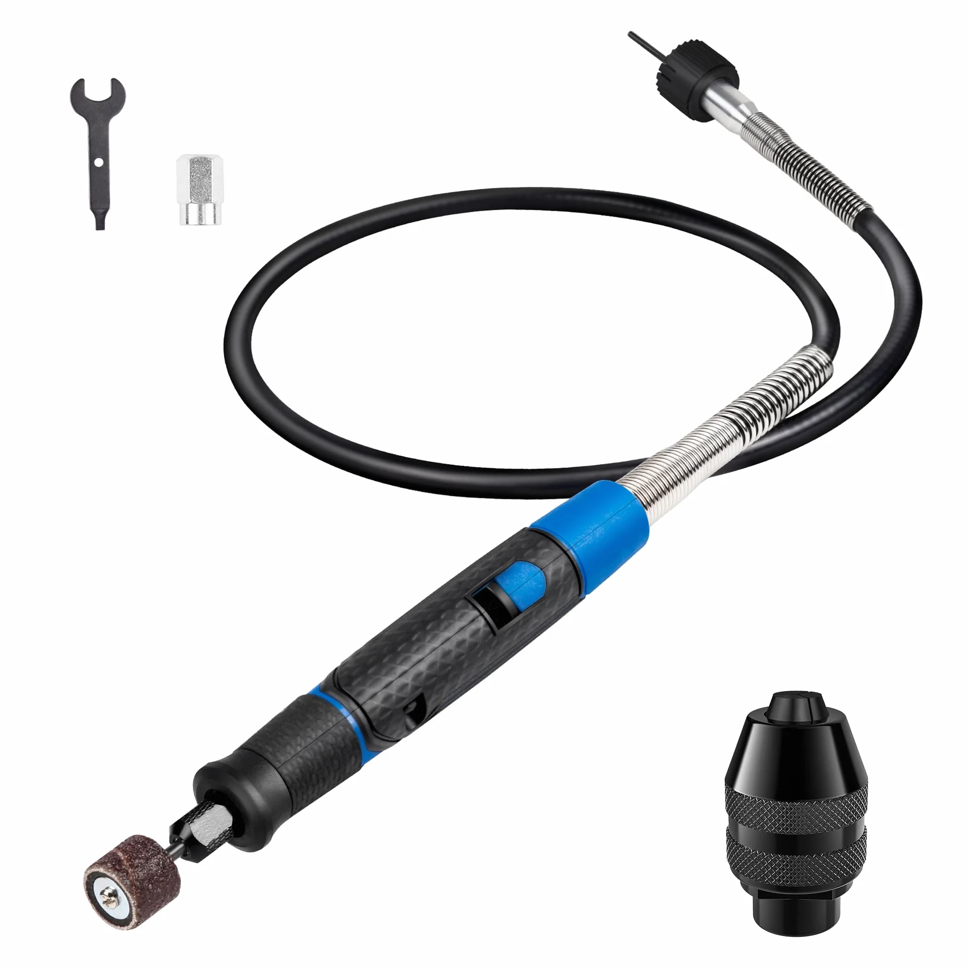 Mocowanie narzędzia obrotowego z elastycznym wałem, bezkluczykowy uchwyt 1/32" (0,8 mm) do 3,2 mm, długi kabel 91 cm, elastyczny wałek elastyczny z narzędziem do grawerowania, polerowania,