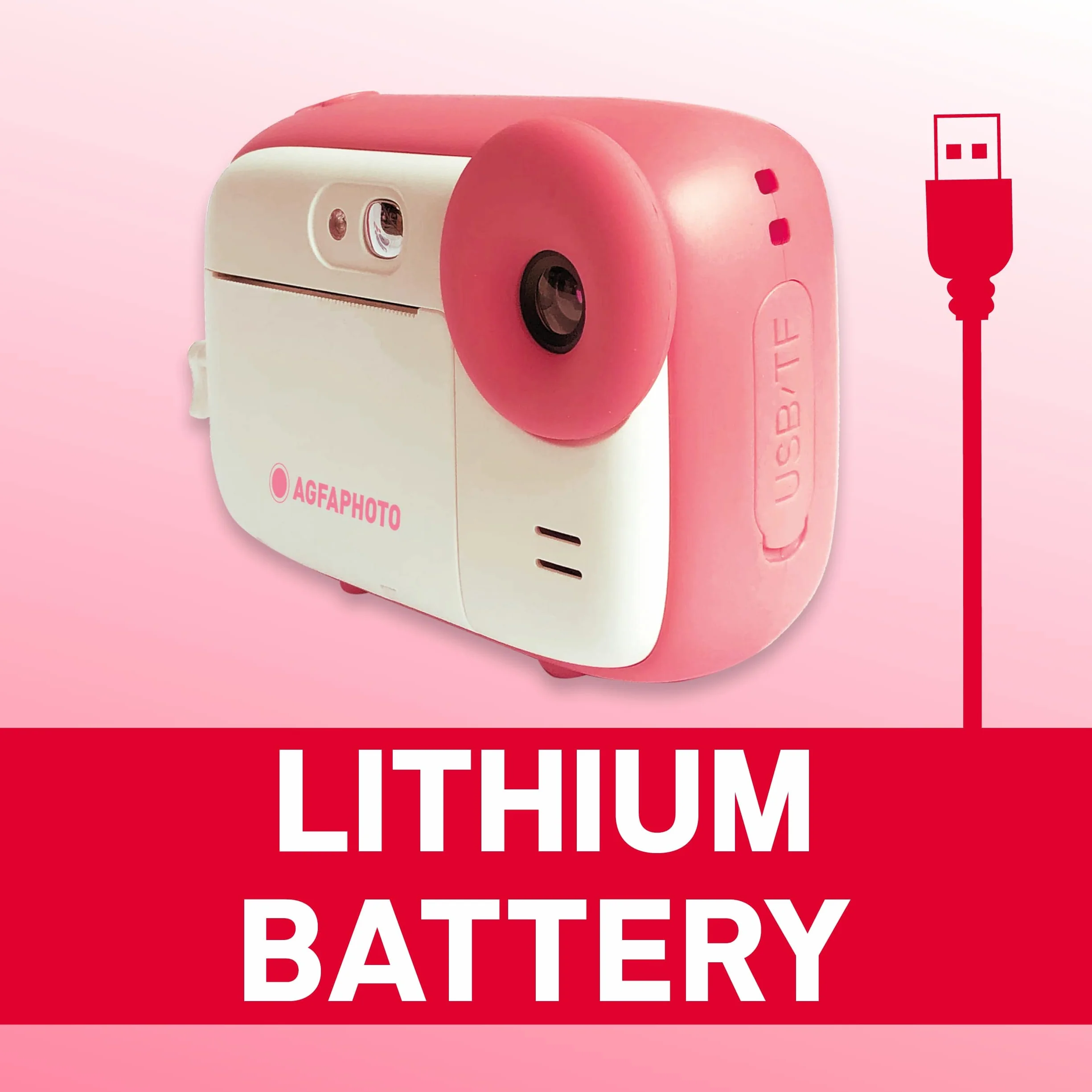 AGFA Photo Realikids Instant Cam ATP3WH Aparat Natychmiastowy dla Dzieci 2,4 Cala LCD Różowy
