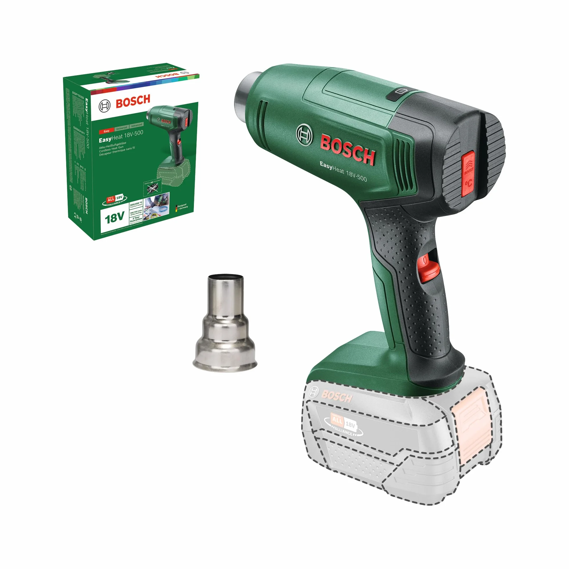 Bosch System 18 V opalarka akumulatorowa EasyHeat 18V-500 (dysza redukcyjna)
