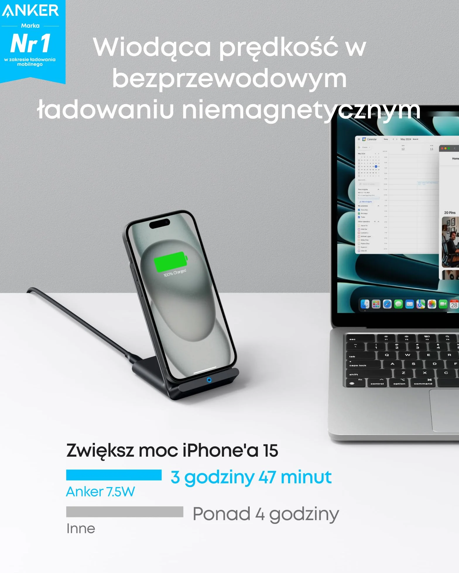 Anker PowerWave bezprzewodowa ładowarka stojąca 10 W Qi