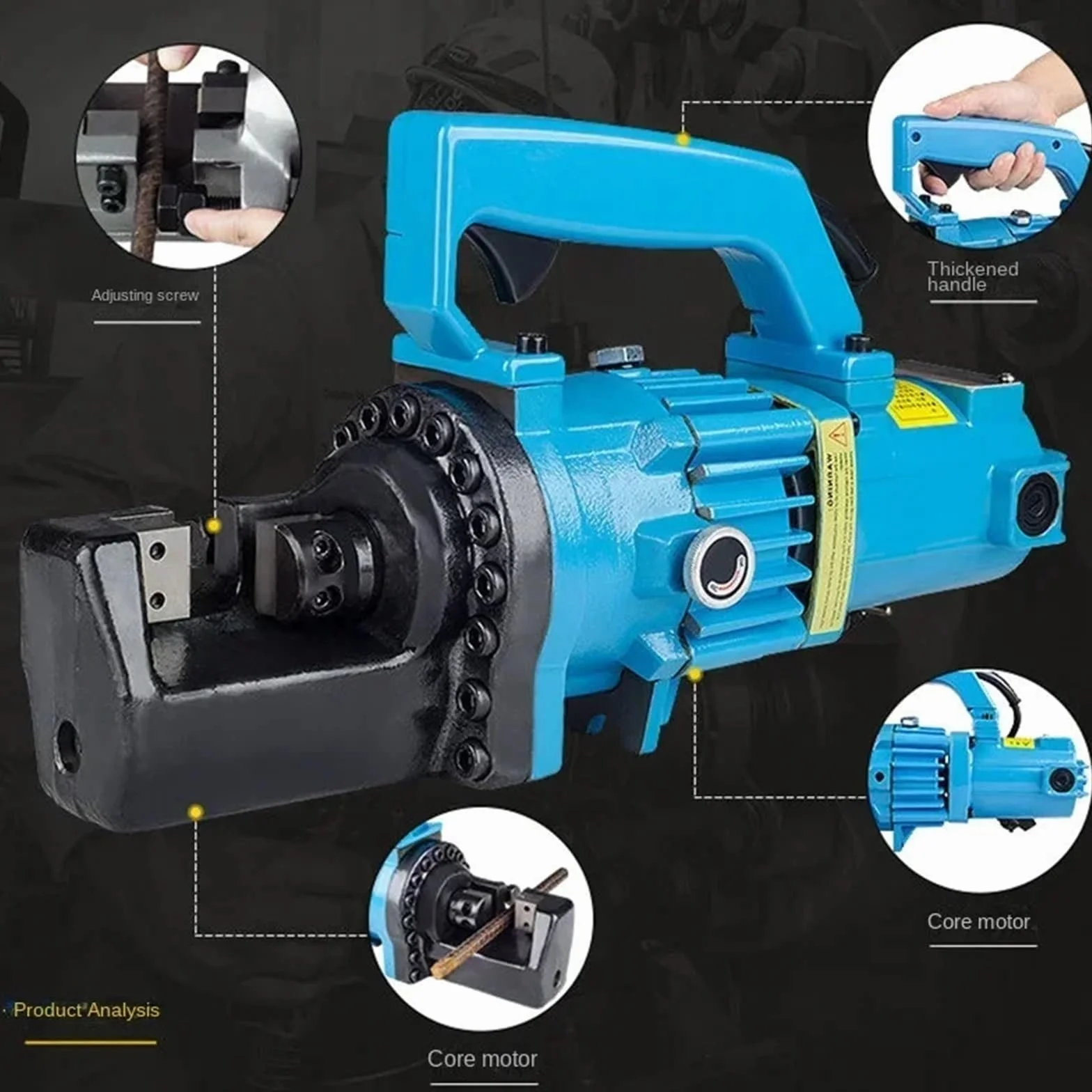 Elektryczna hydrauliczna maszyna do cięcia prętów zbrojeniowych 4-25 mm Przenośna przecinarka do prętów stalowych Do przodu