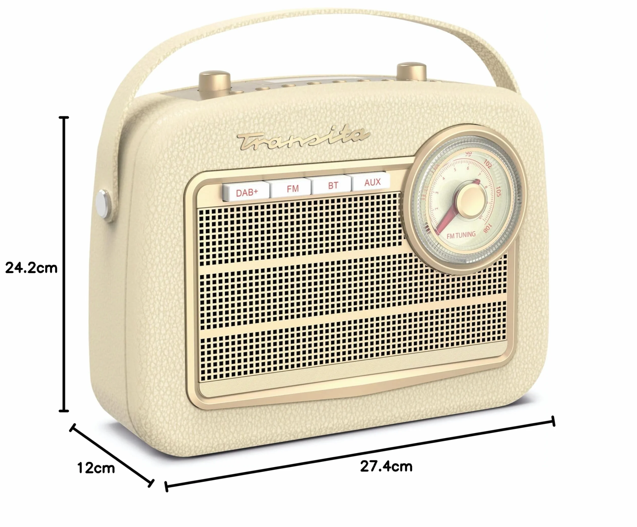 TechniSat Transita 130 - przenośne radio radiowe DAB+/FM z regulatorem częstotliwości FM (Bluetooth Audio Streaming, USB, wyświetlacz Dot-Matrix LC, akumulator do 24 godzin, uchwyt do noszenia,
