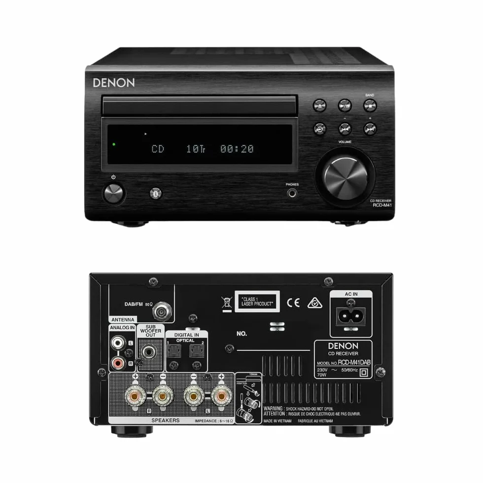 Denon D-M41DAB Kompaktowy Zestaw Stereo, Czarny