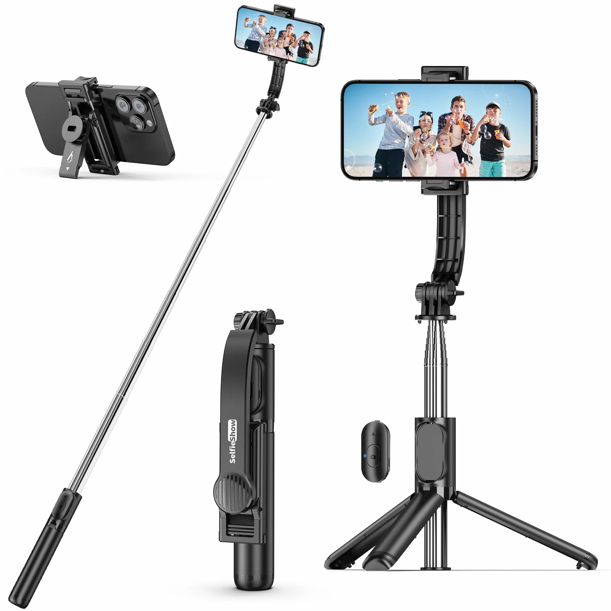 Statyw Selfie Stick rozszerzalny 101cm z bezprzewodowym pilotem do iPhone 17/16/15 Samsung Huawei