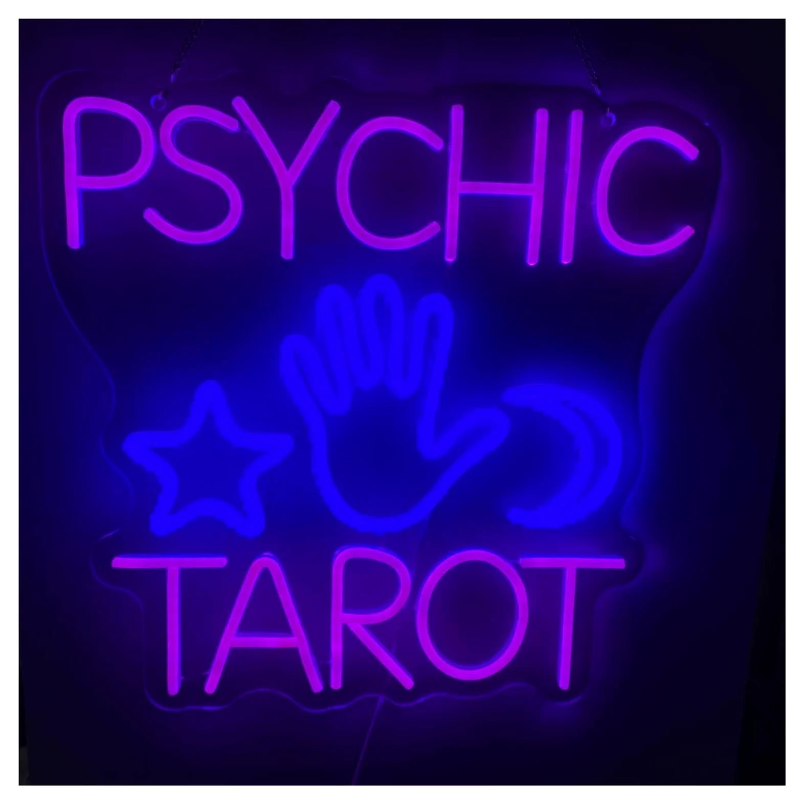 Wiszące neony artystyczne Neon Psychic Tarot Możliwość Przyciemniania Światło LED Do Pokoju Gier Sypialnia Bar Salon Urodziny Dekoracje Ścienne 42cmx42cm(Style 3)