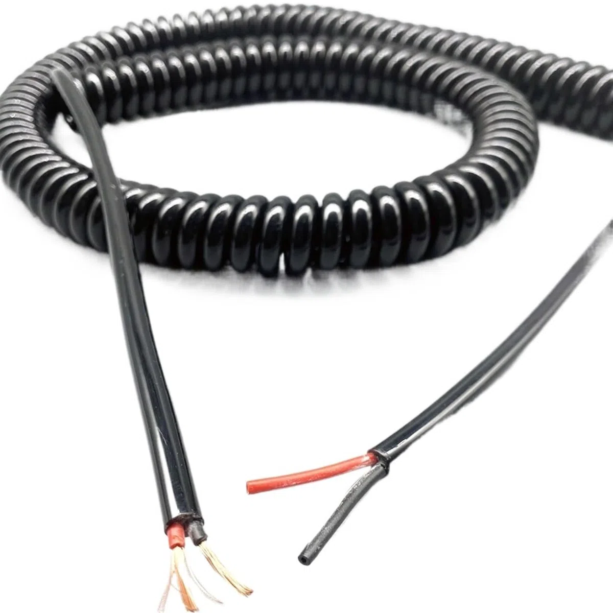 Zwinięty przewód spiralny, 2 żyły Teleskopowy Przewód Teleskopowy 1,5 mm Kwadratowy Rozciągliwy 1-12 metrów Czarny Kabel Spiralny Przedłużenie Sprężyny Czystej Miedzi (Rozciągliwy 12 metrów)