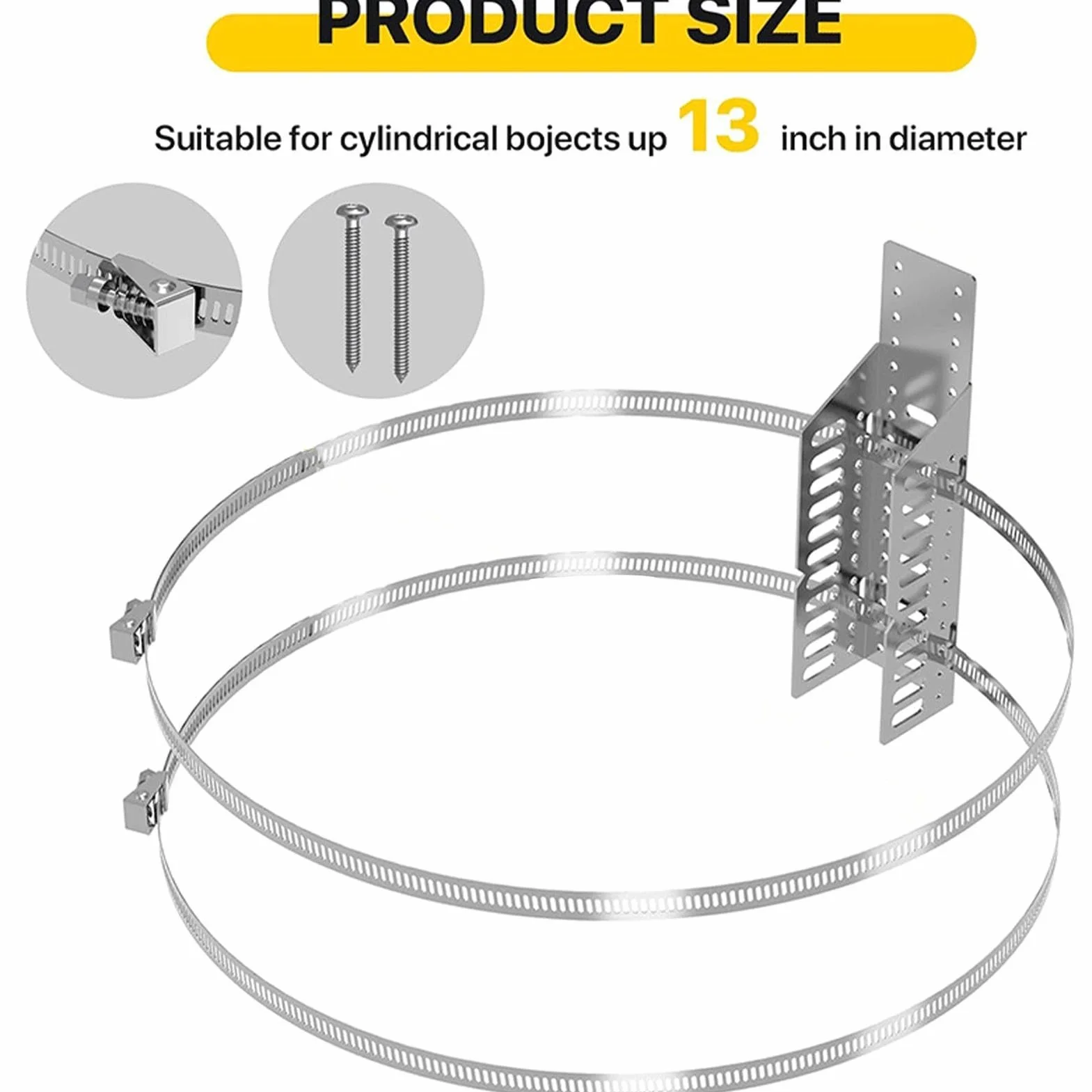 Expansion Tank Bracket, Thermal Expansion Tank Holder, Nitrogen Propane Holder for 5 Gallon or 13 Inch Diameter Pole, Sign Mounting Brackets for Larger Poles