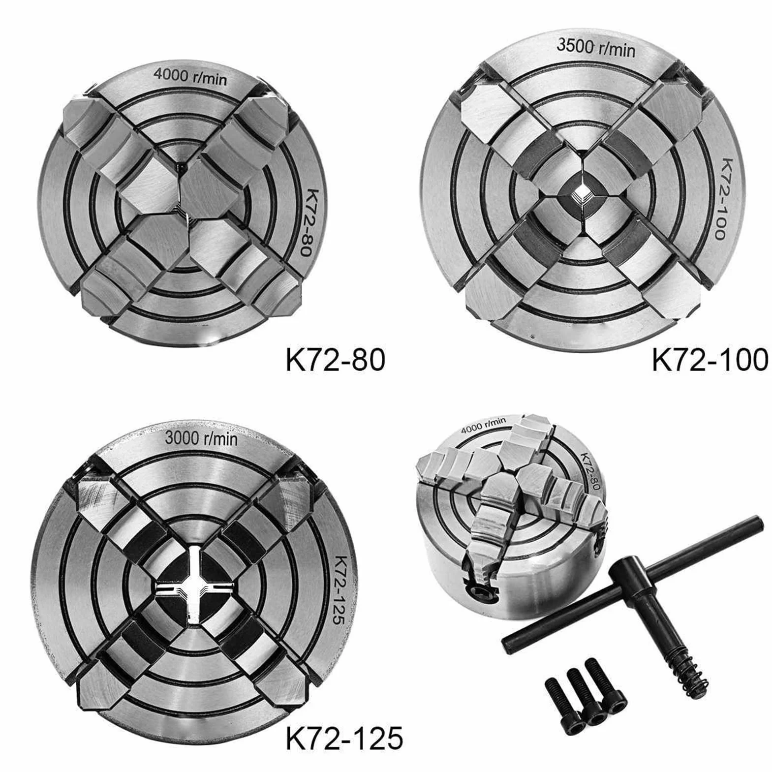 Uchwyt tokarski, 125mm Chuck 4 JAW 5 "Tokarka Niezależna i odwracalna szczęka Sanou k72125. Do CNC. Wiercenie Wiertnice(K72-125mm)
