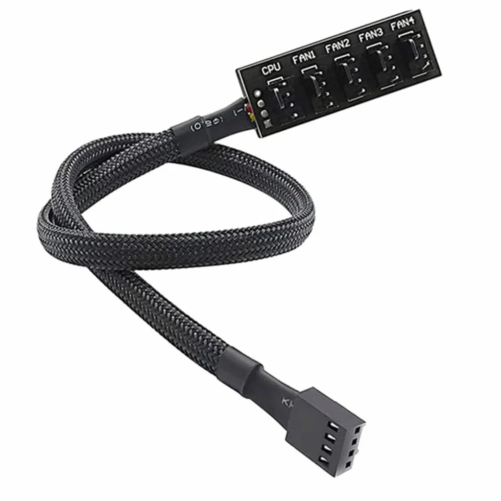 4szt. Koncentrator Wentylatora PWM, Chłodzenie Procesora Komputera PC 4 PIN/3PIN Wentylator Kabel Zasilający Hub Rozdzielacz Adapter z Rękawem PWM Case Splitter Wentylatora Trwała Wysoka Jak