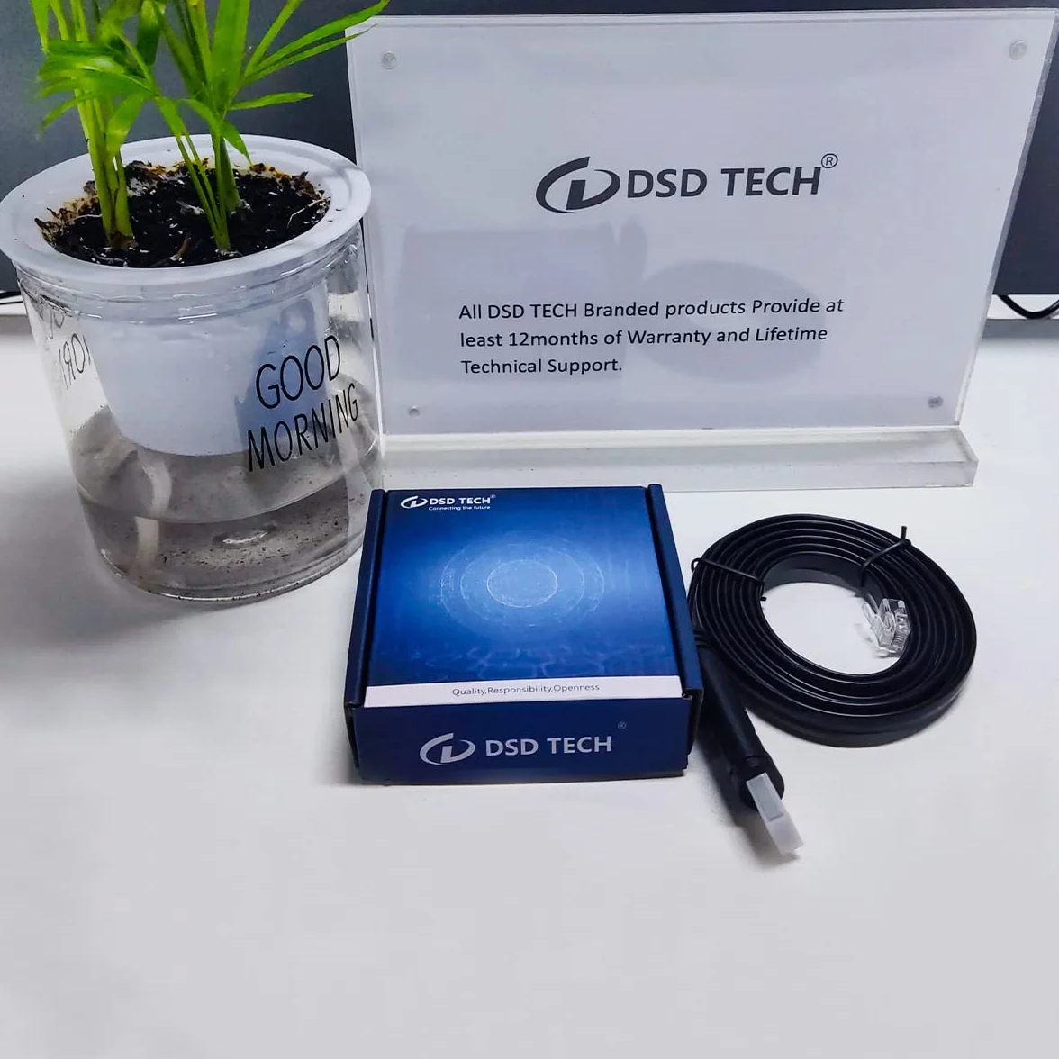 DSD TECH SH-RJ12B kabel szeregowy USB na RJ12 RJ11 6P4C RS232 czarny 18 cm