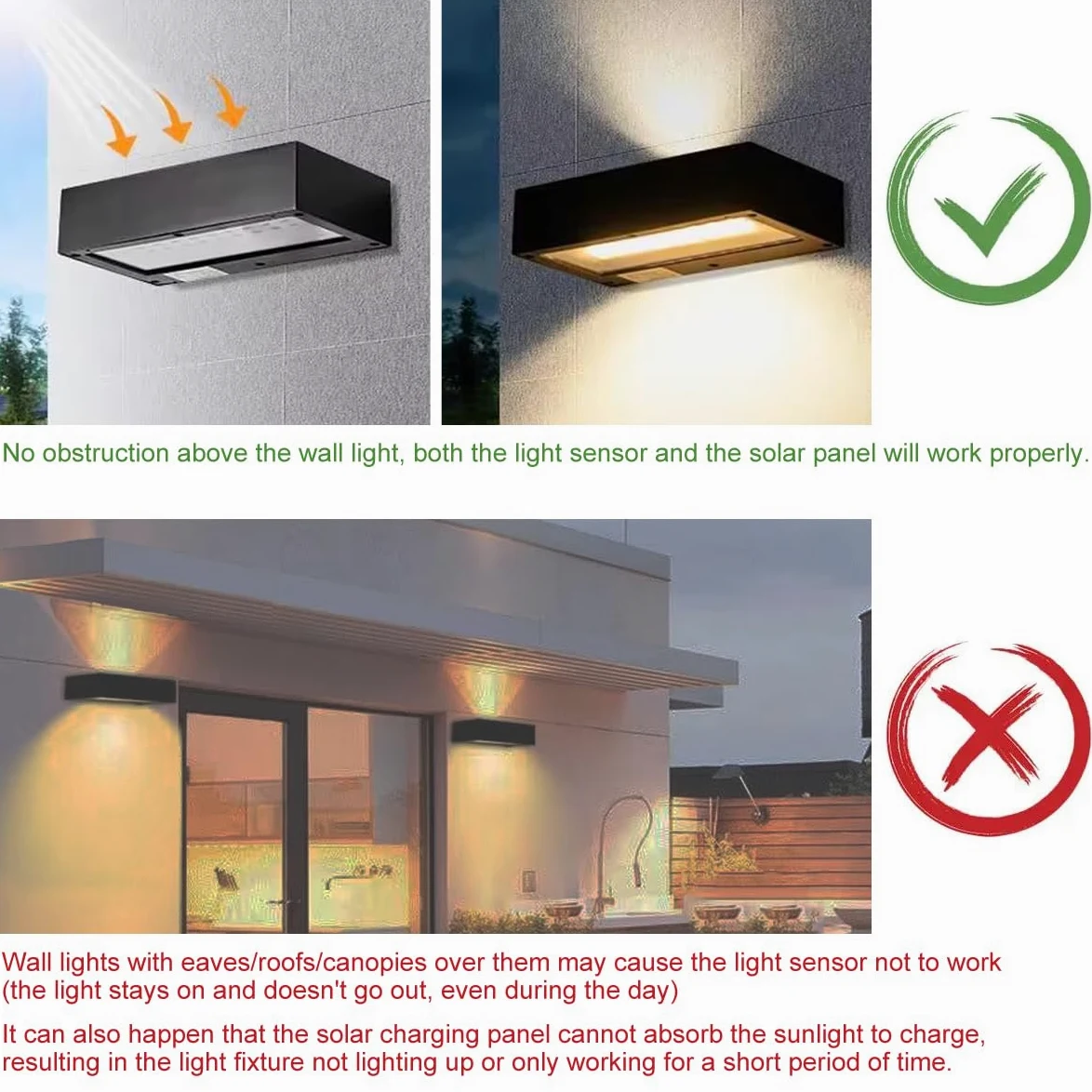 ACMHNC Zewnętrzna lampa solarna, zewnętrzna lampa słoneczna, 18 diod LED w górę i w dół zewnętrzna lampa solarna czujnik zmierzchu, bateria 4400 mAh, aluminium i szkło, ciepła biel