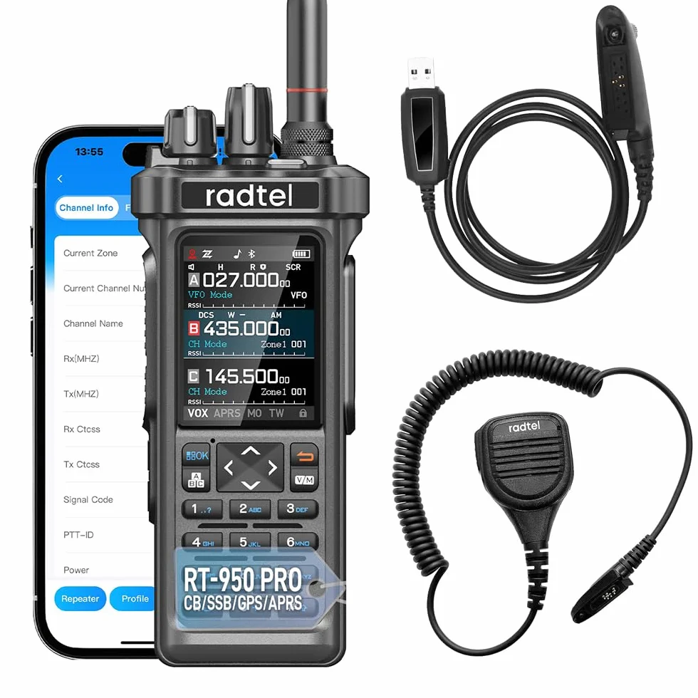 Radtel RT-950 PRO Radiotelefon amatorski 27 MHz 10 W GPS/APRS Walkie Talkie