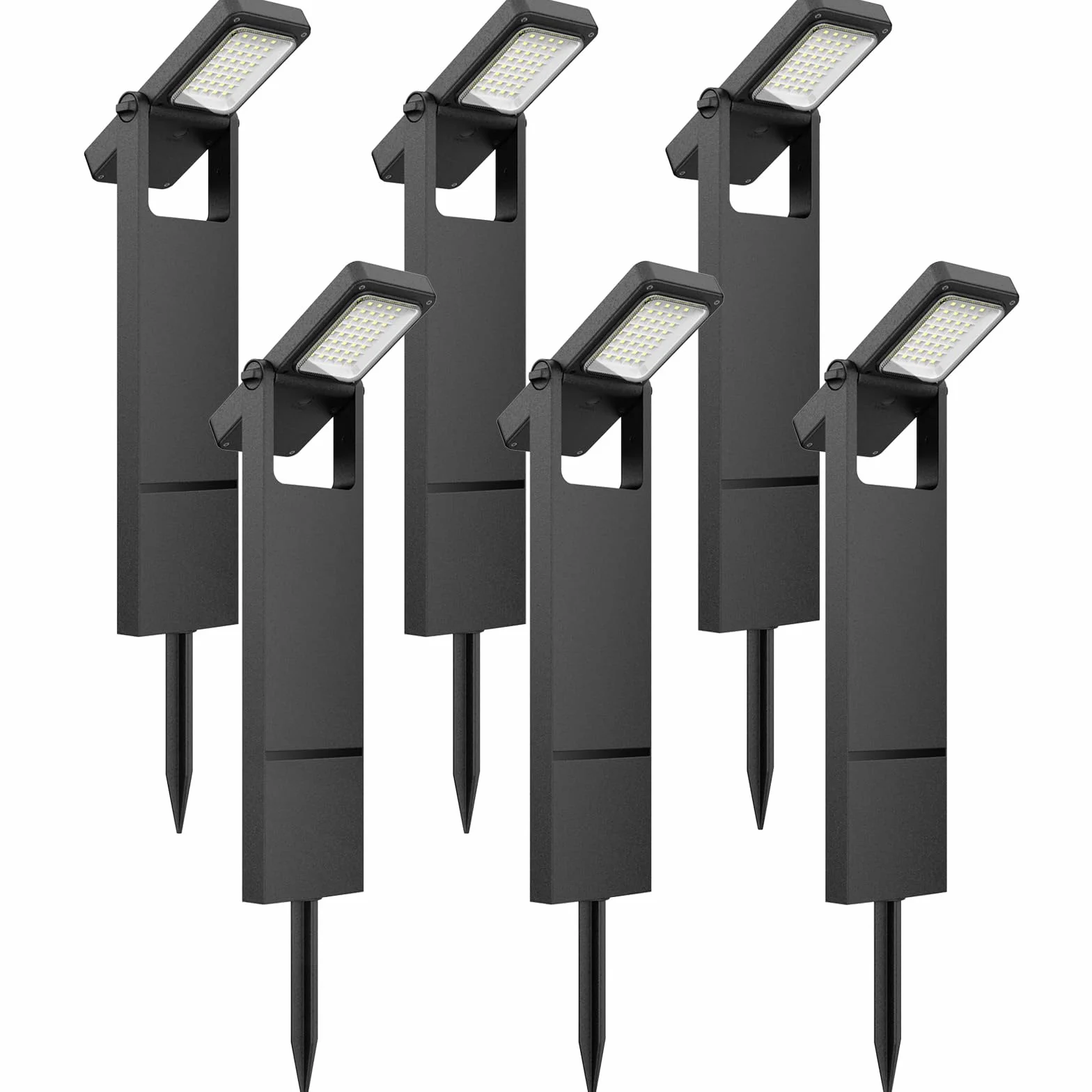 OUSFOT Zewnętrzna lampa solarna do ogrodu, 6 sztuk, 40 diod LED, zewnętrzna lampa solarna z dwoma poziomami jasności, wodoszczelność IP65, zewnętrzny zacisk oświetleniowy do ogrodu, na podwórko