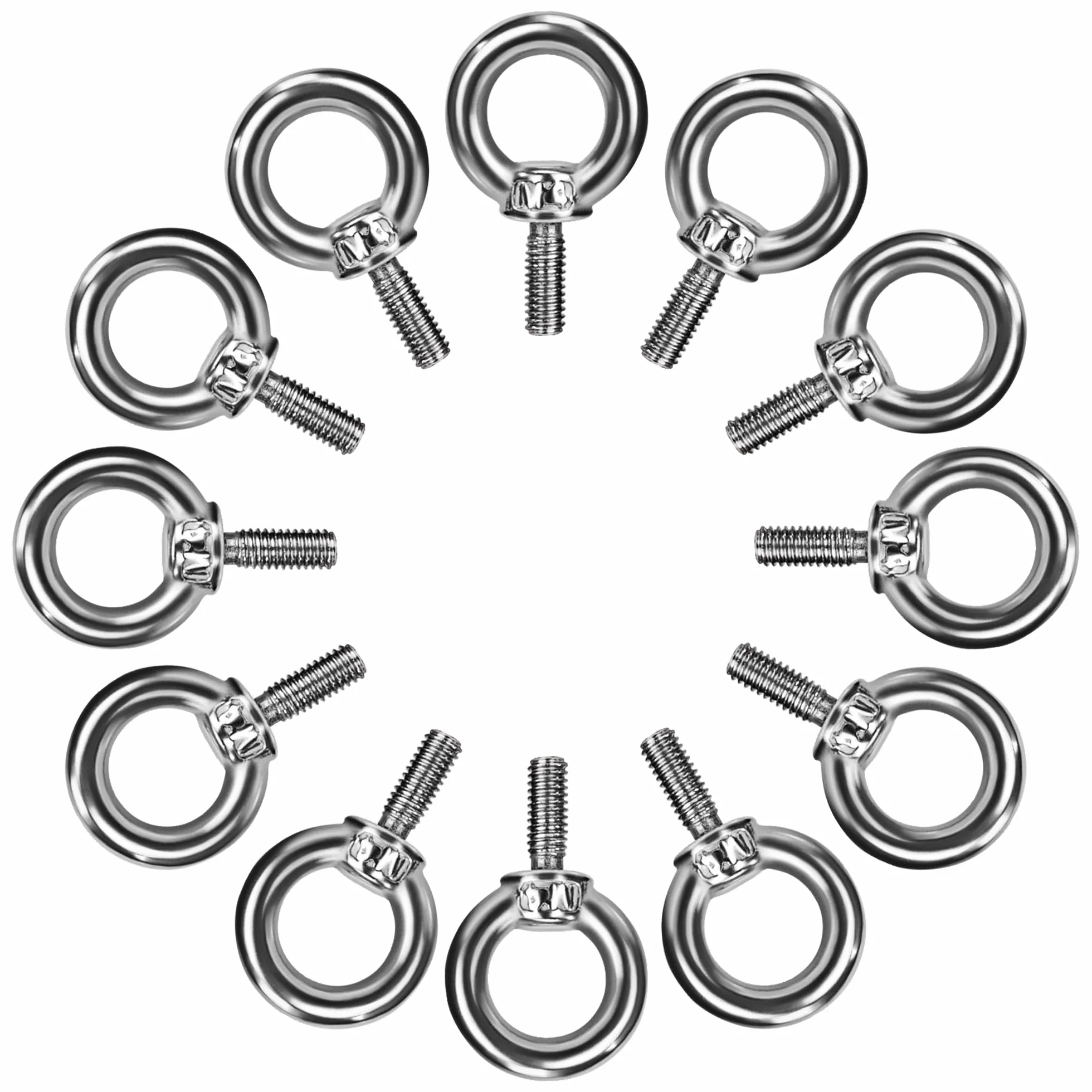 QIMEI-SHOP Śruba oczkowa M4, śruba oczkowa 304, stal nierdzewna, bolce oczkowe, śruby oczkowe M4 x 10, śruby oczkowe do mocowania i zawieszania, 12 sztuk