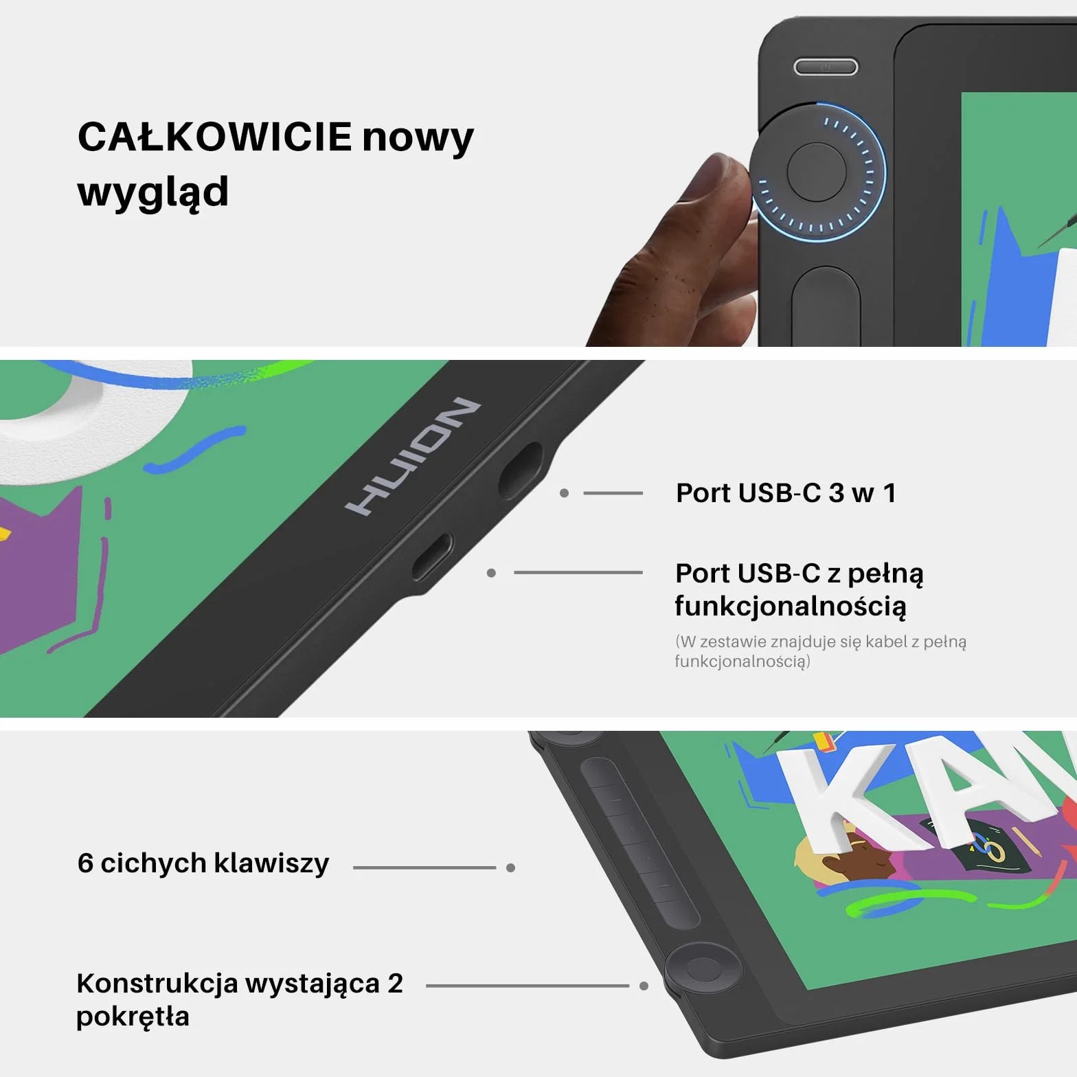 HUION KAMVAS 16 (Gen 3) Tablet graficzny z ekranem 15,8 cala 2,5K QHD 99% sRGB PenTech 4.0 16384 nacisku pióra